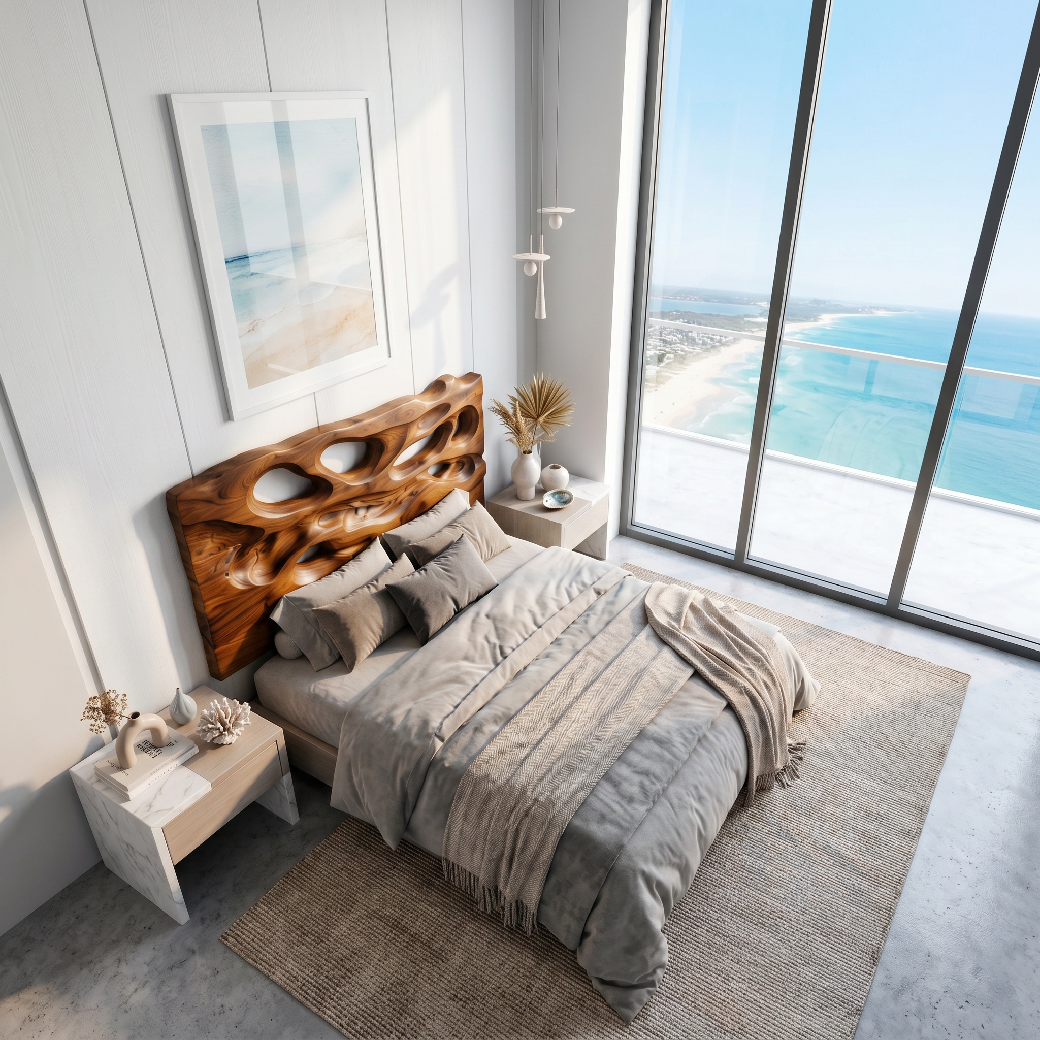 Contemporary Cutout Headboard Wooden Bed Headboard For Bedroom SINLSAHB052