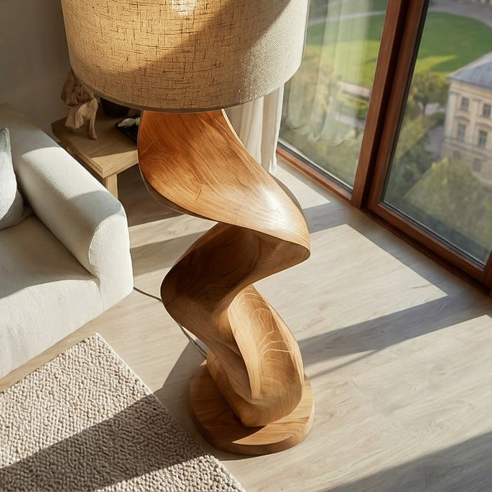 Modern Natural Wood Sculptural Floor Lamp For Living Room Decor RTTHHNLAM068