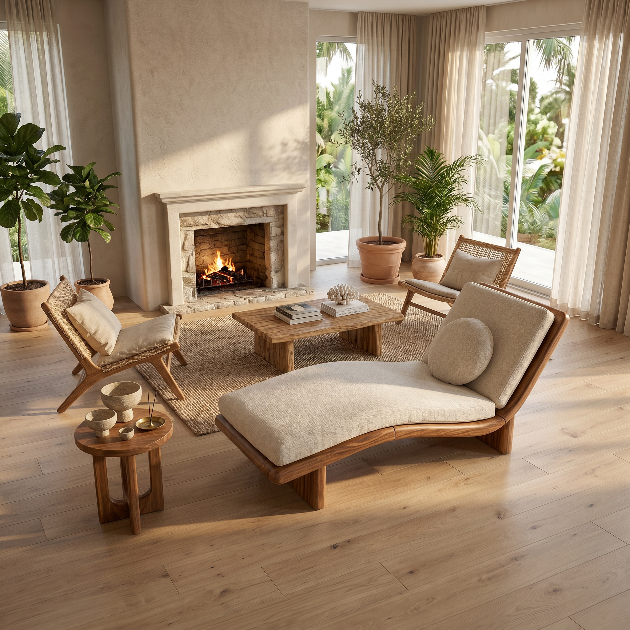 Minimalist Walnut Chaise Lounge Serene Coastal Retreat Living Space SILDTTRDB005