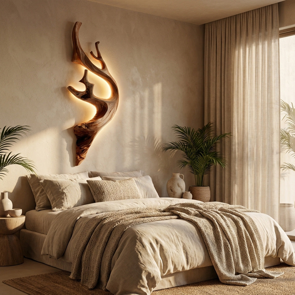 Sculptural Tree Branch Wooden Wall Lamp With LED For Home RTTHHNLAM055