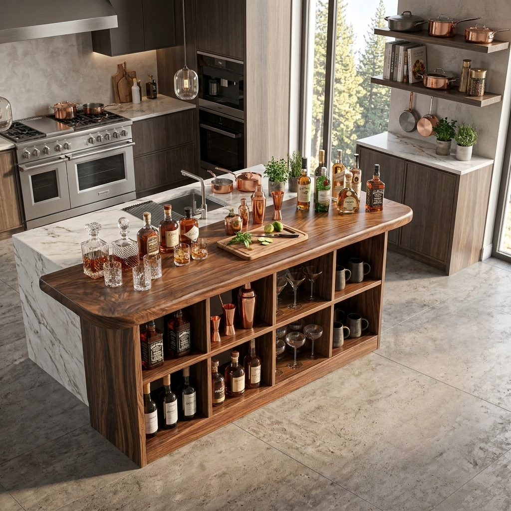 Wooden Bar Table With Storage For Compact Kitchen Or Coffee Bar SITHTTBTA005