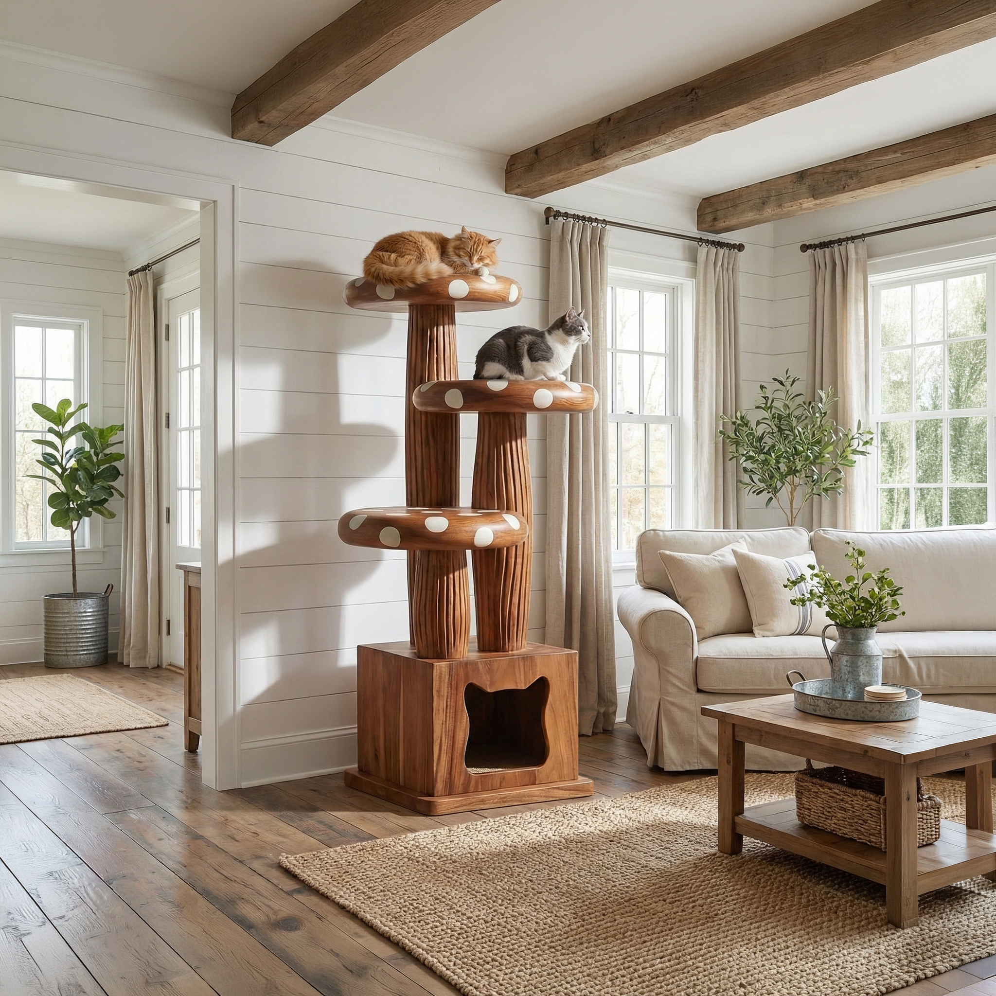 Modern Mushroom Cat Tower For Living Room And Cat Room SINLSATT122