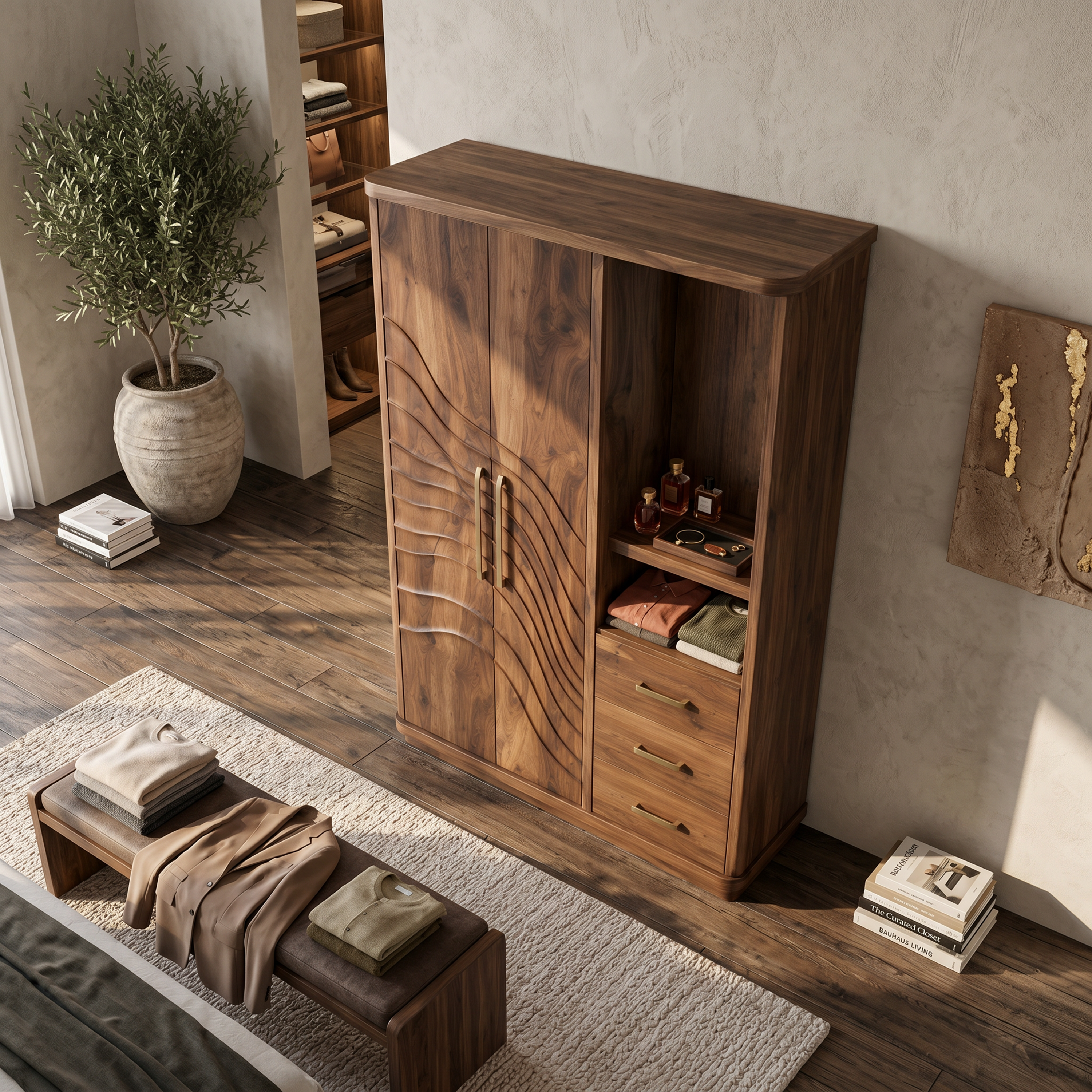 Modern Artistic Form Armoire For Open Lounge Bedroom SILDTTNWDE005