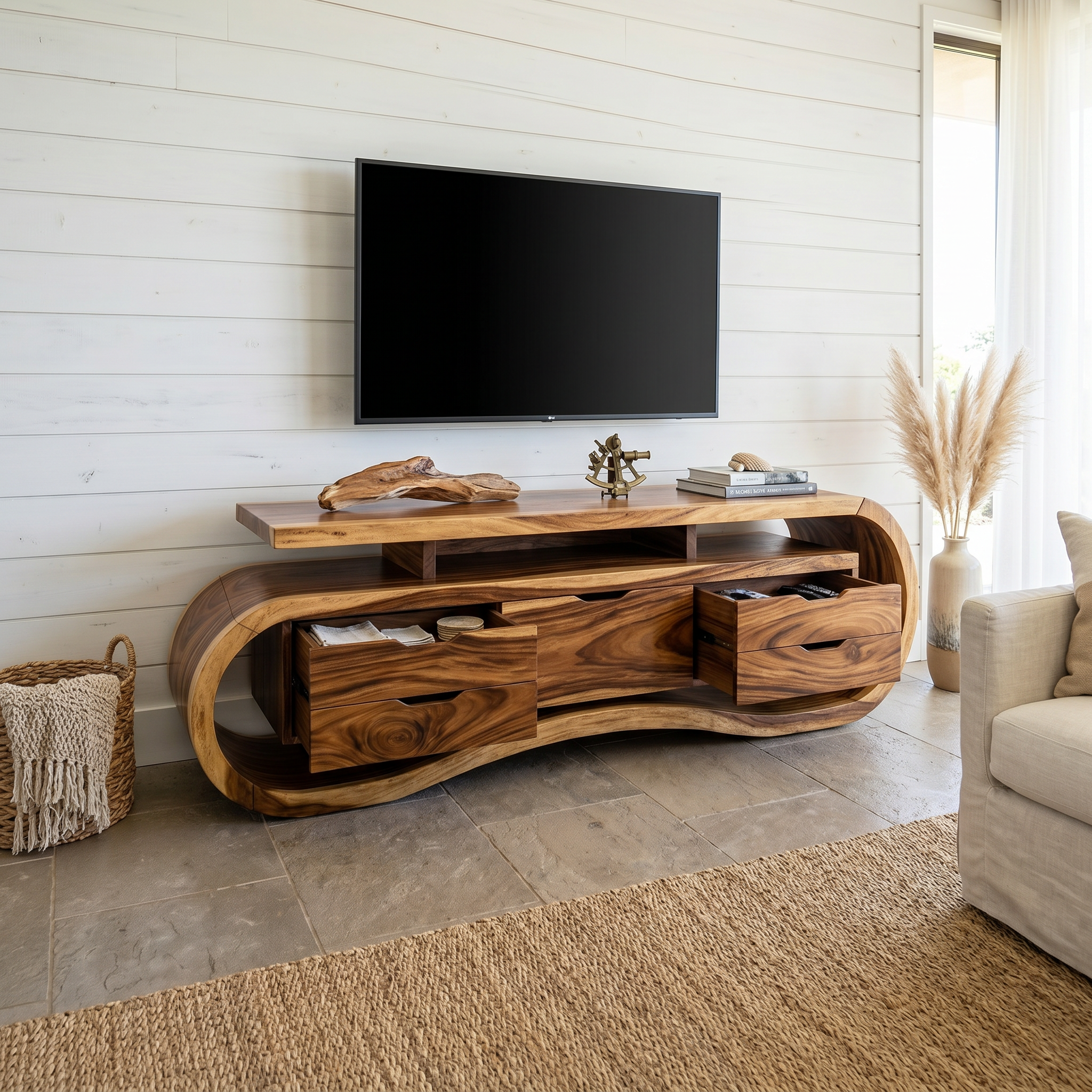 Rustic Mediterranean Media Console For Warm Villa Interior SILDTTRTVC100