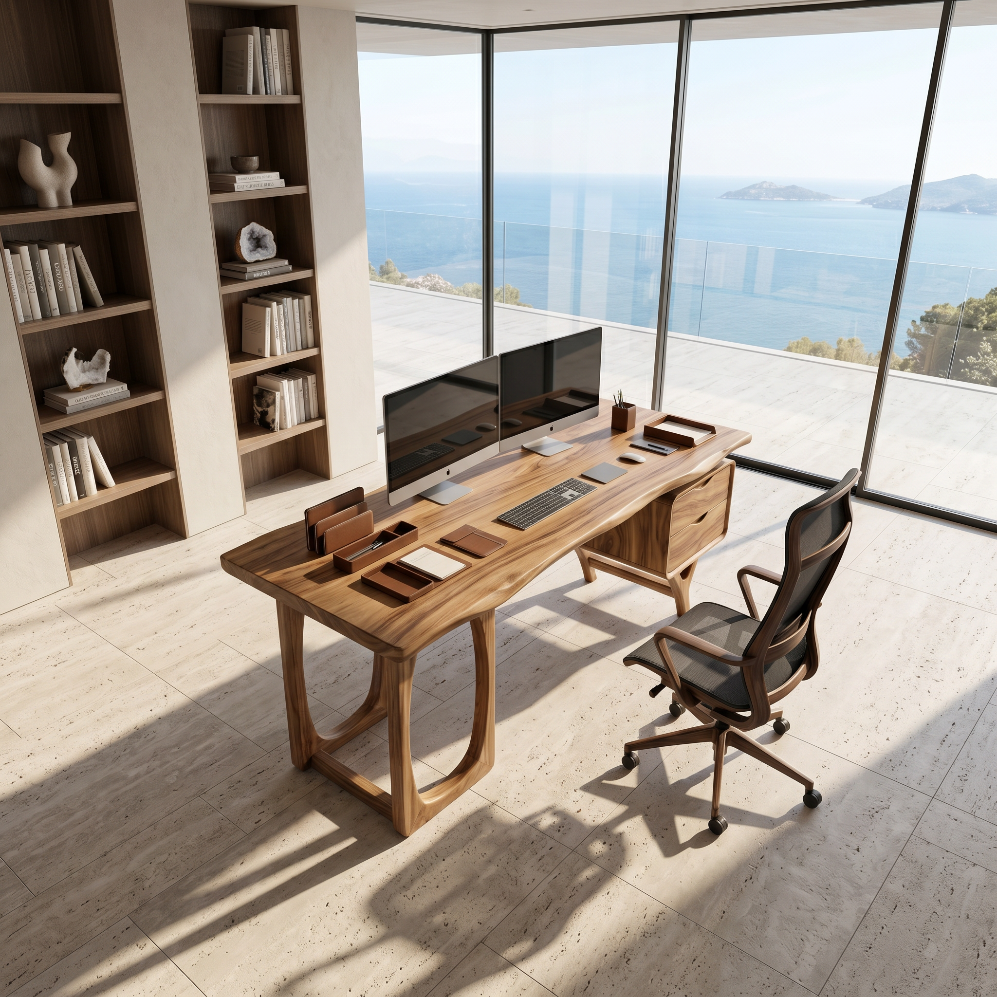 Organic Dual Pedestal Executive Desk Luxury Office SILDTTRDE030