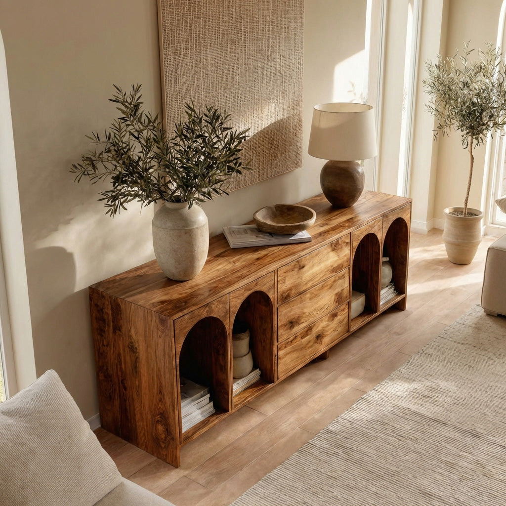 Modern Wooden Sideboard With Arched Compartments For Living Room RTTHHNSD033