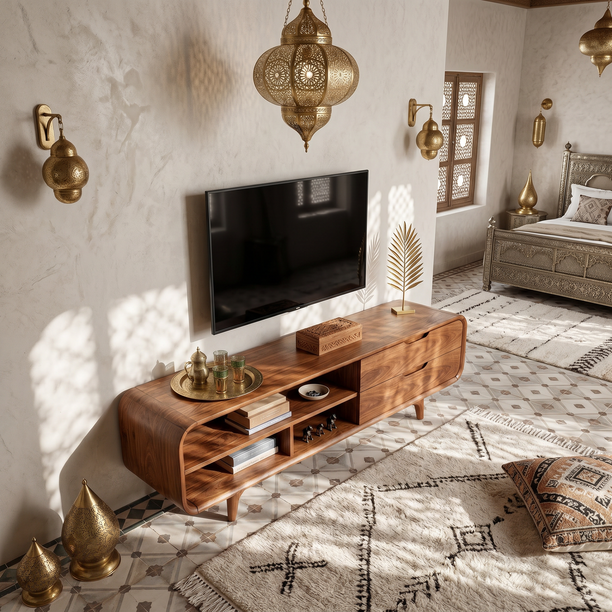 Luxury Walnut TV Cabinet For Elegant Master Suite SILDTTRTVC093