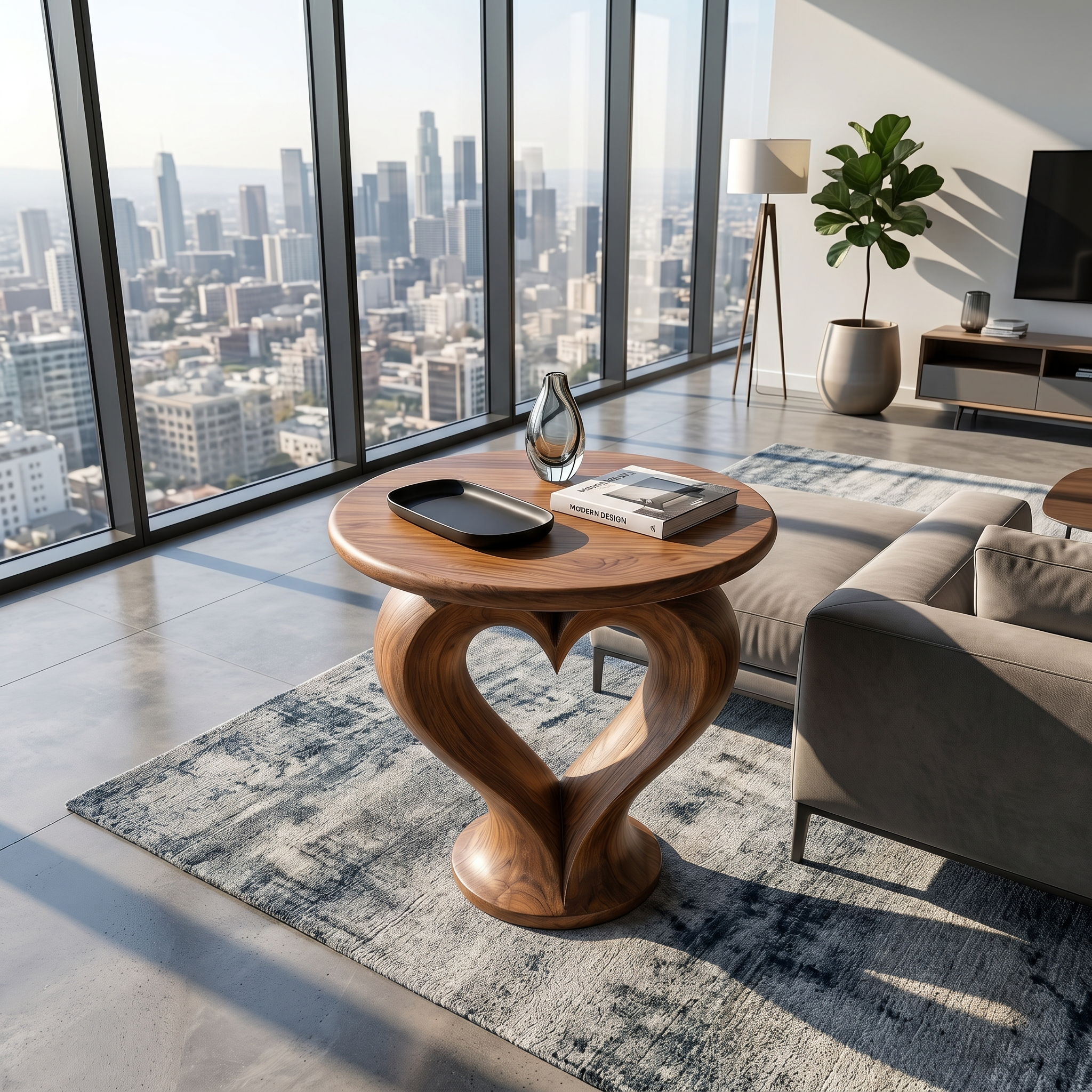 Modern Heart Base Accent Table Designer Library SILDTTRSTA033