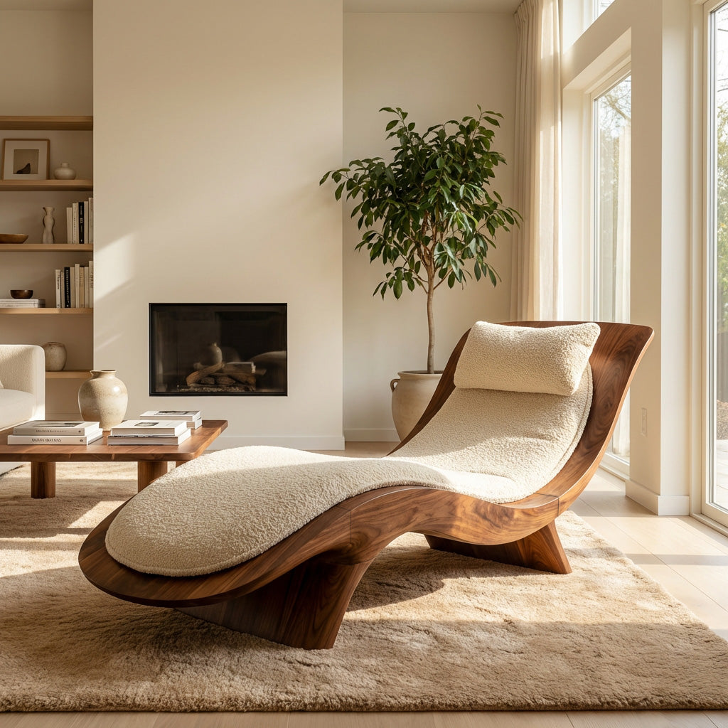 Contemporary Natural Wood Lounge Chair For Living Room RTTHHNSFA030