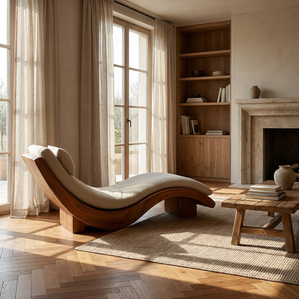 Minimalist Natural Wood Lounge Chair For Bedroom Decor RTTHHNSFA032