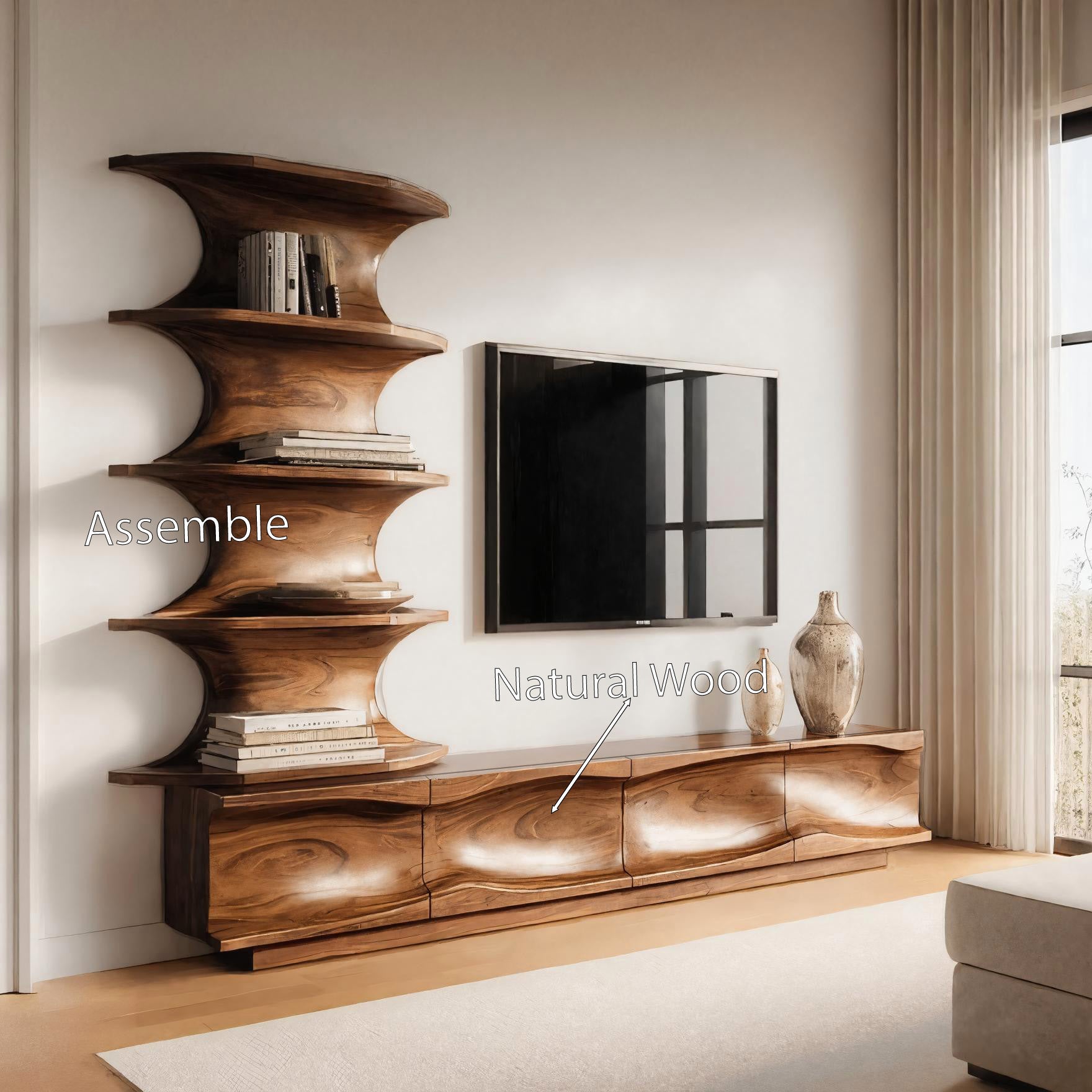Modern TV Console With Vertical Shelving For Living Room SITHHNTVC024