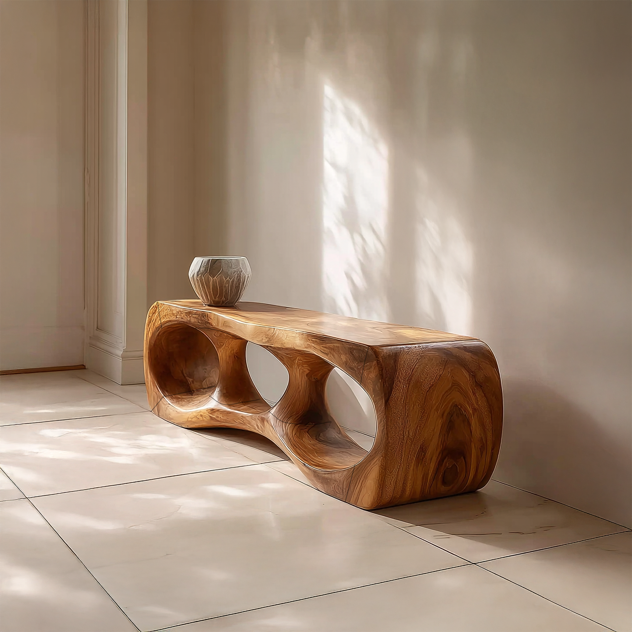 Rustic Sculptural Silhouette Bench For Living Room And Hallway SINLSARS077