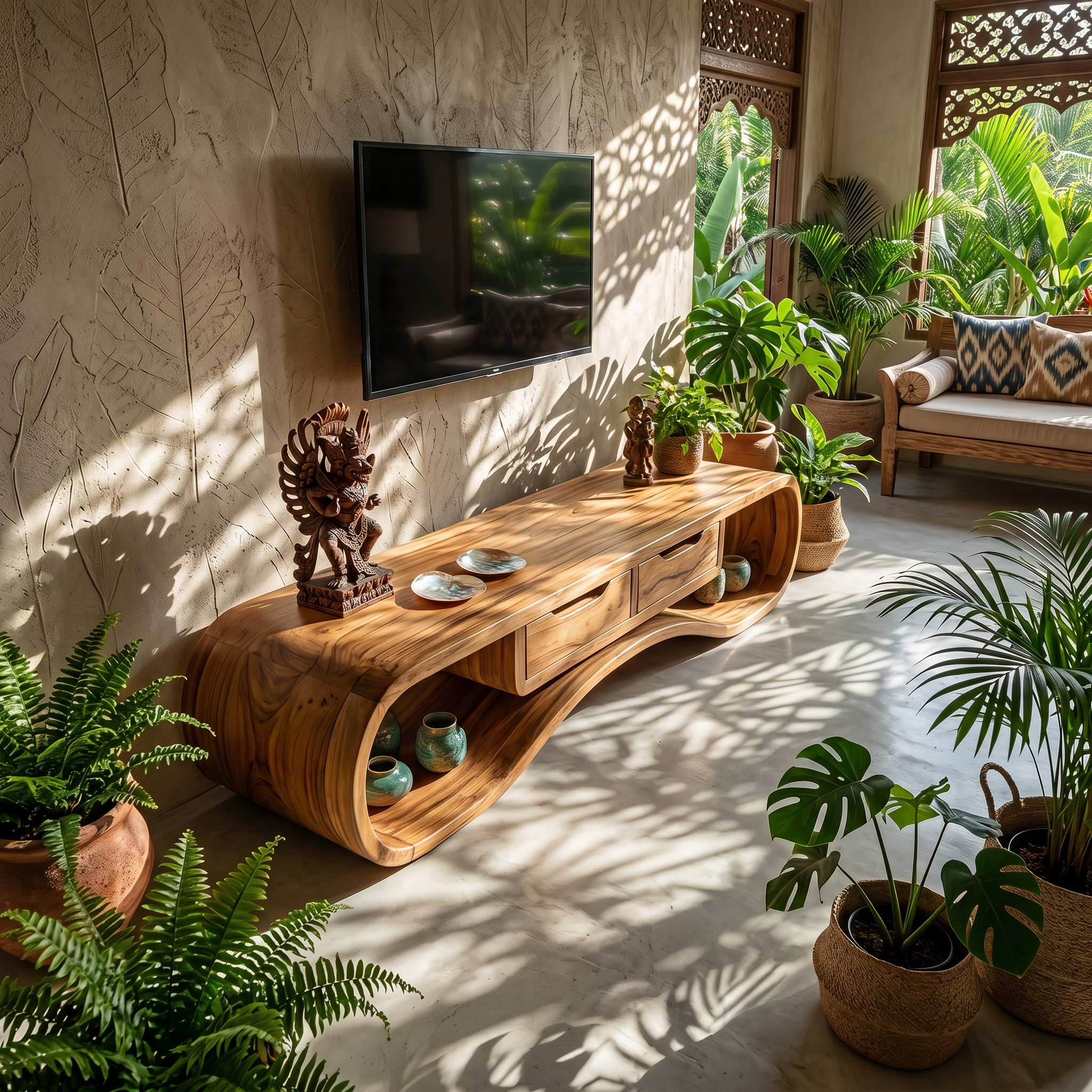 Modern Organic TV Cabinet For Glass Wall Pool House SILDTTRTVC102