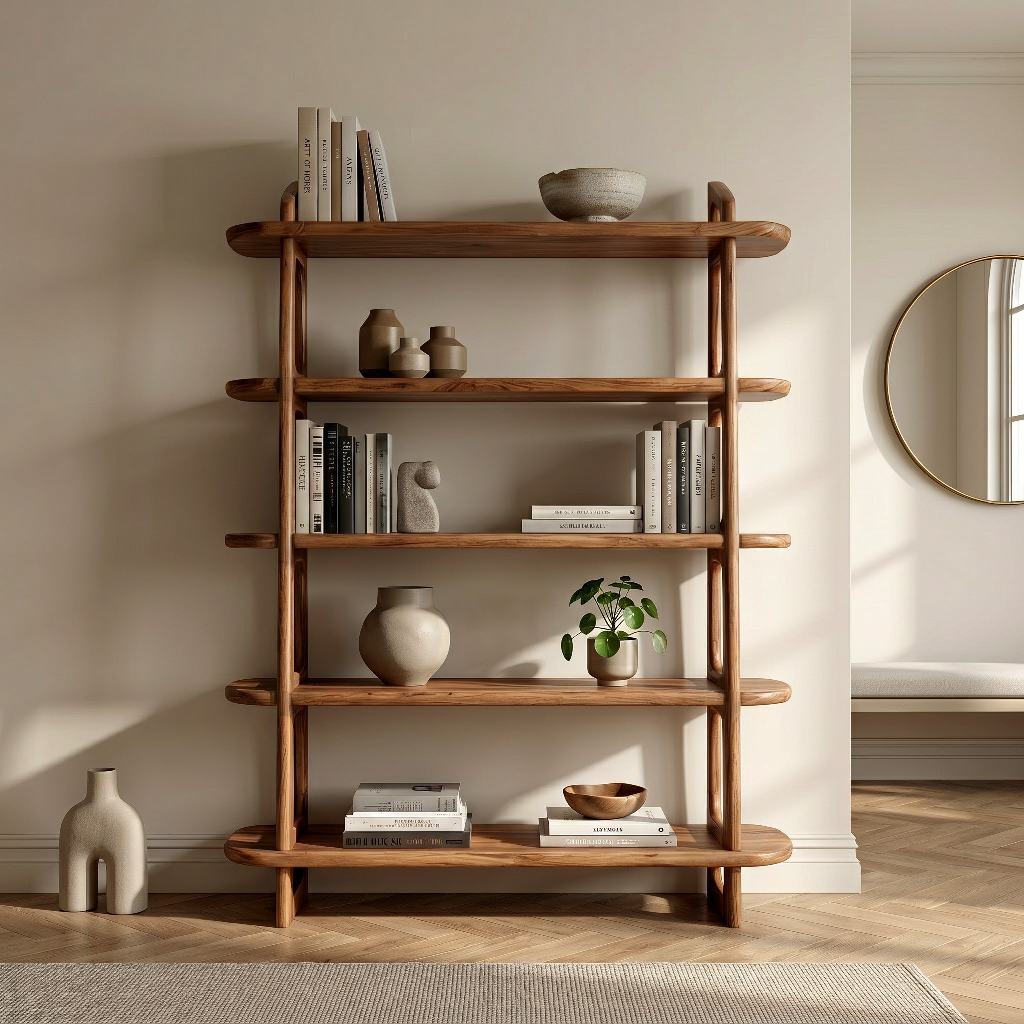 Contemporary Wooden Standing Shelf For Living Room Corner RTTHHNSS031