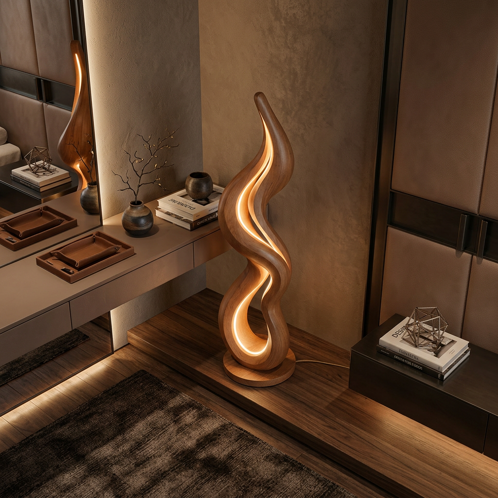Contemporary Wave Lamp With Table For Living Room SILDTTNLAM030