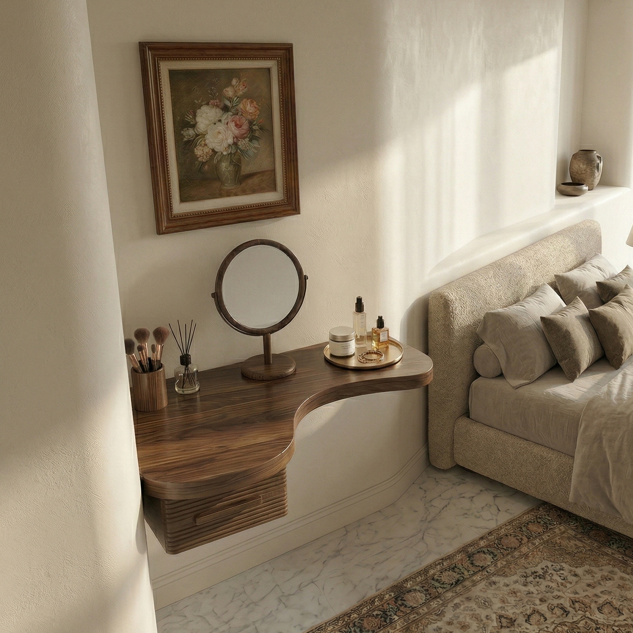 Modern Floating Dressing Table Space Saving Corner Form Bedroom SINLSABDT064