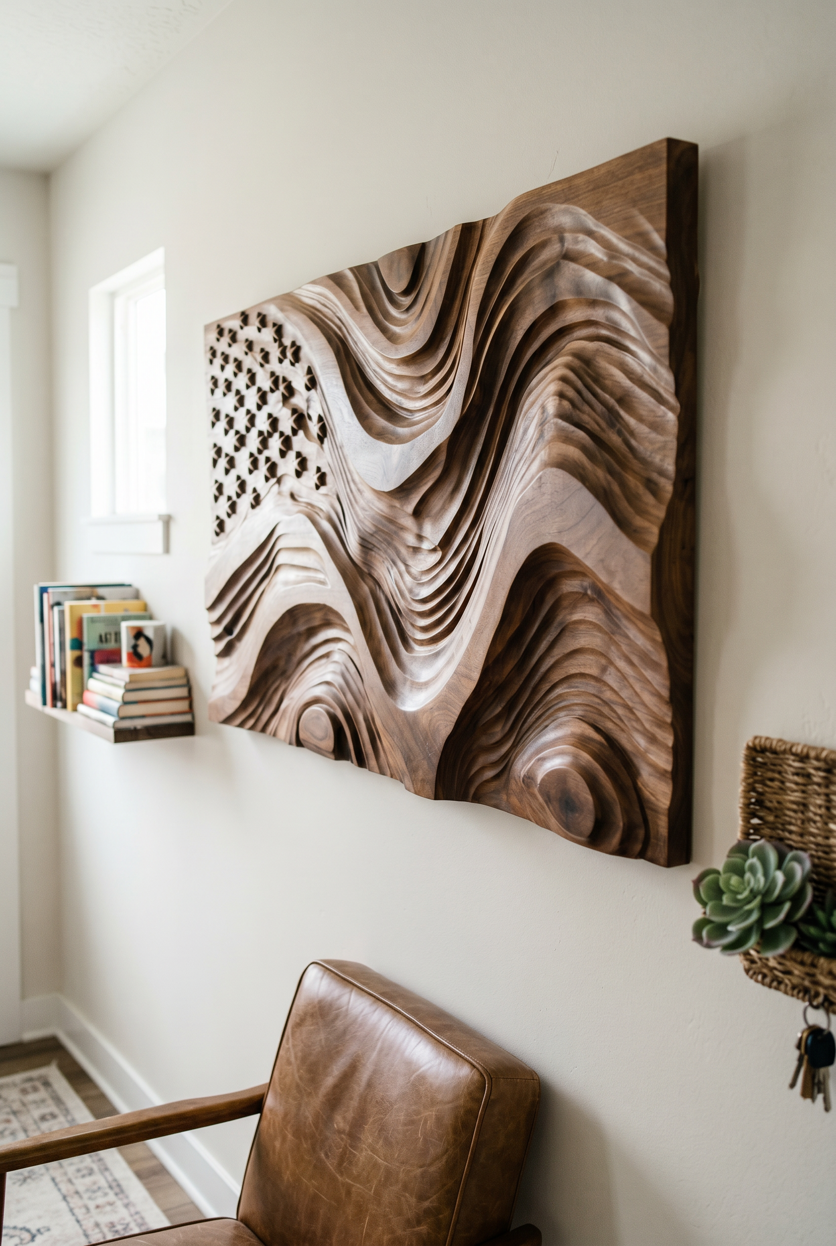Rustic American Flag Wall Panel With Wave Relief For Living Room SILDTTRWA159