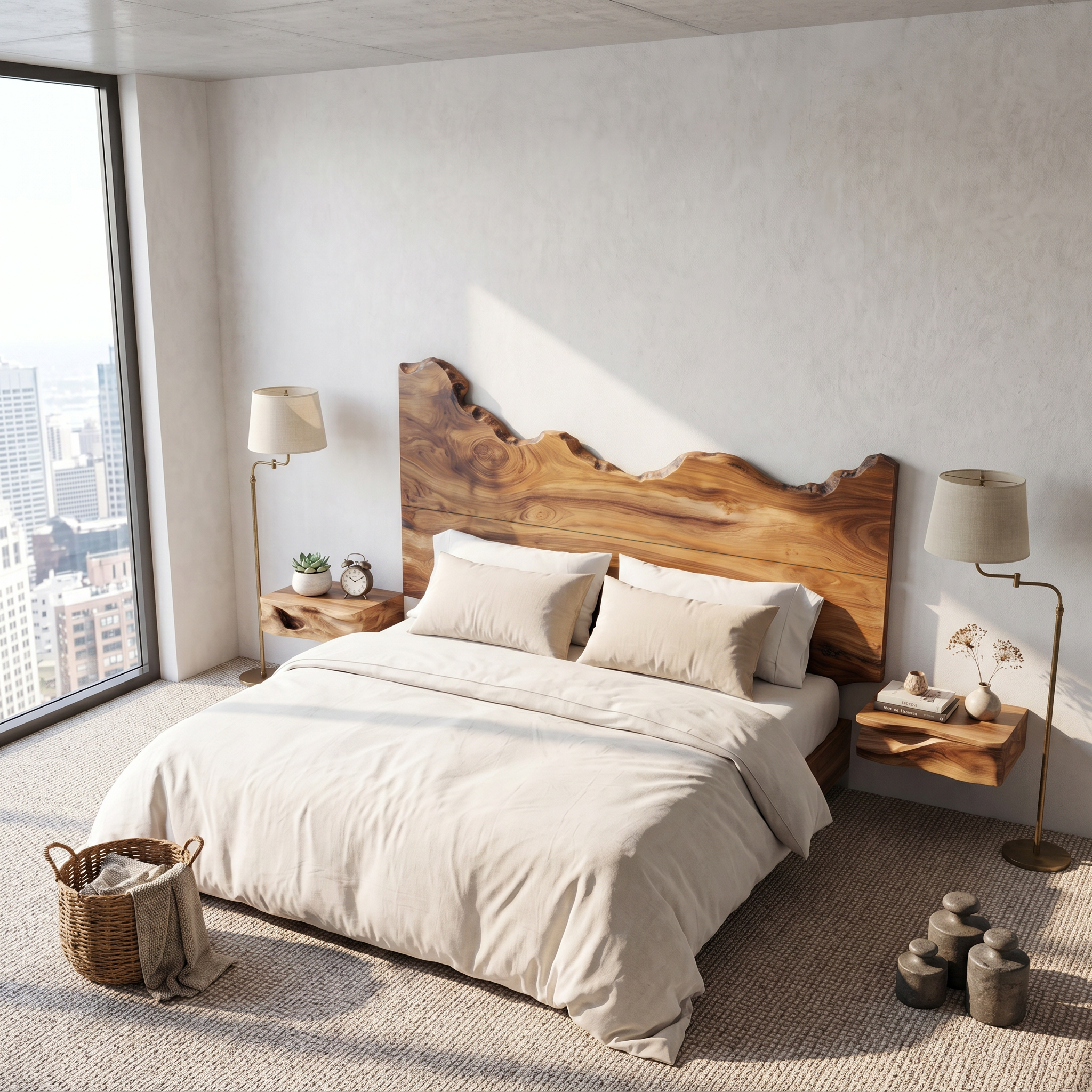 Contemporary Live Edge Wood Headboard For Bedroom SINLSAHB063