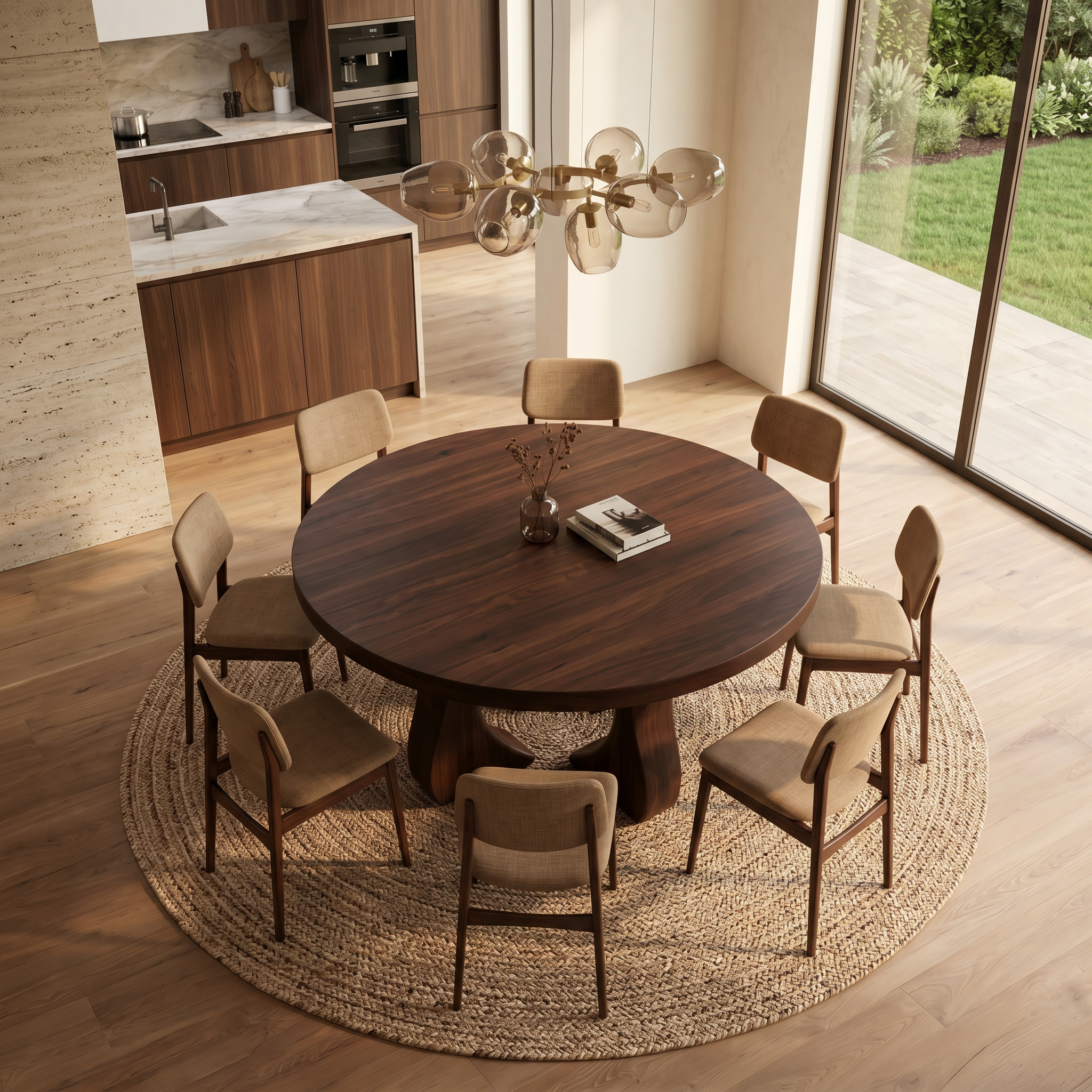 Modern Organic Round Dining Table For Dining Room And Kitchen SINLSADT172