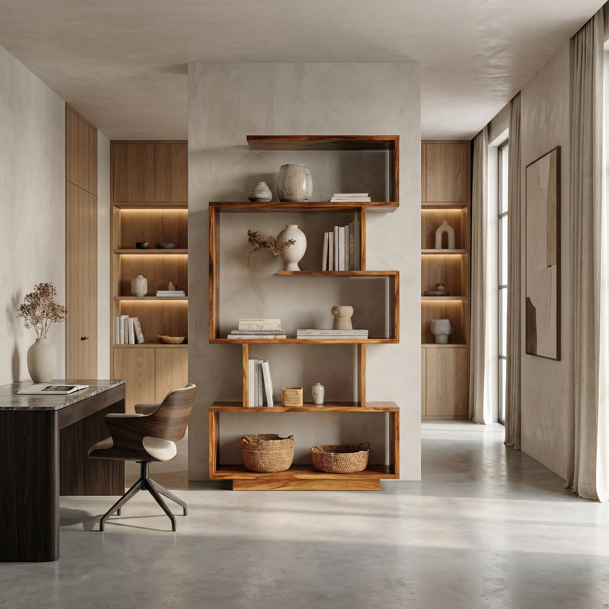Mid Century Modern Bookshelf For Living Room And Studio SINLSASC485