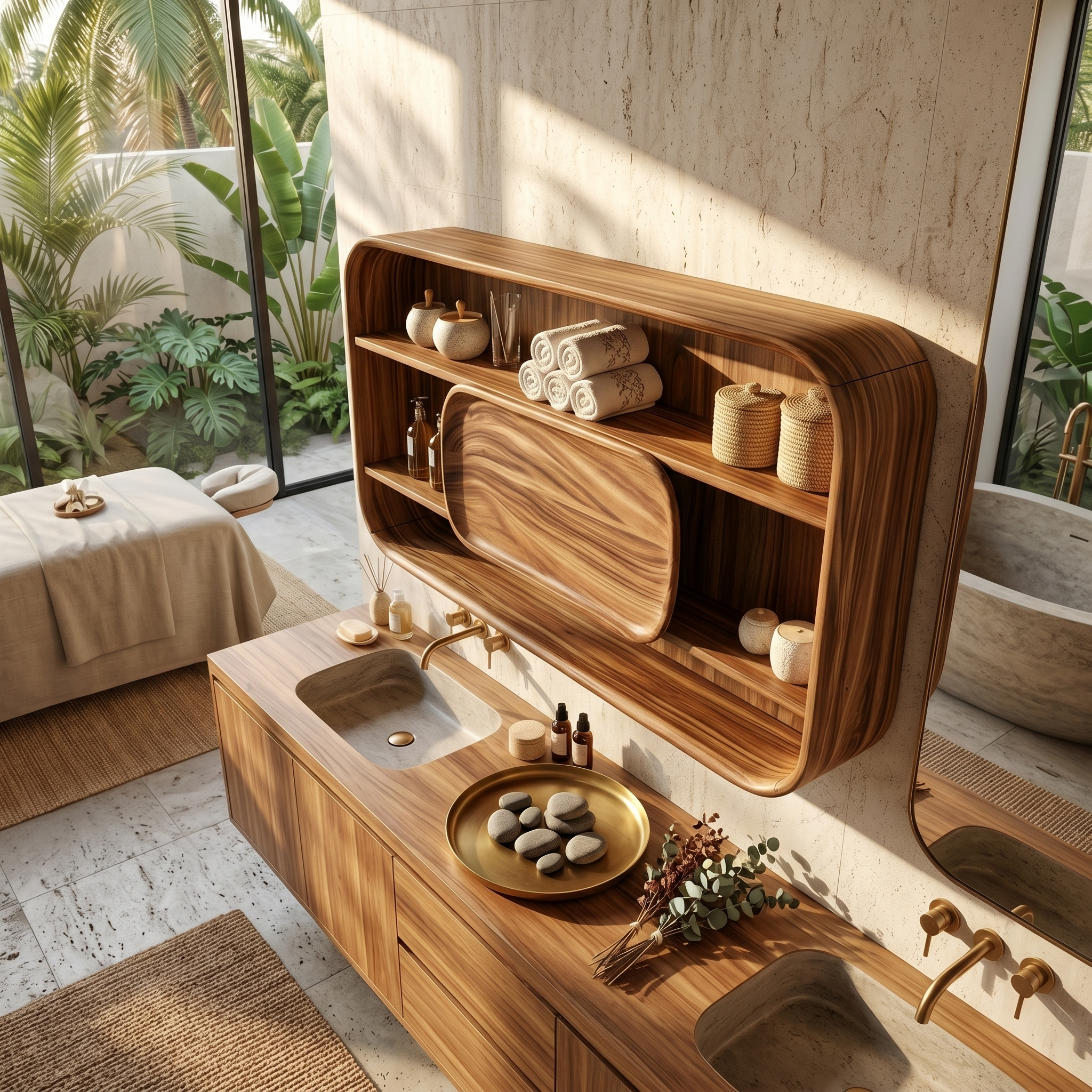 Contemporary Rounded Bathroom Cabinet Luxury Suite SILDTTRBRC011