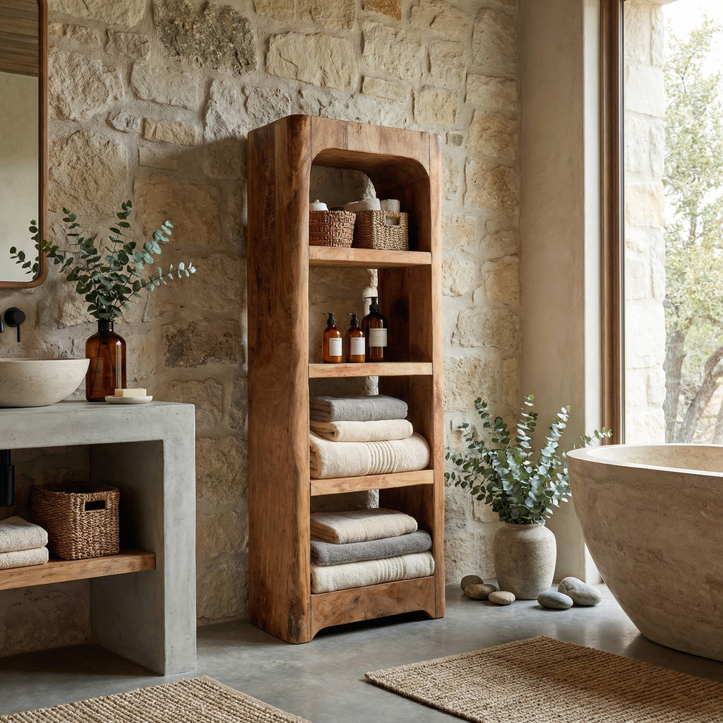 Handcrafted Wooden Bathroom Shelf With Four Tiers For Bathroom RTTHHNBRC022