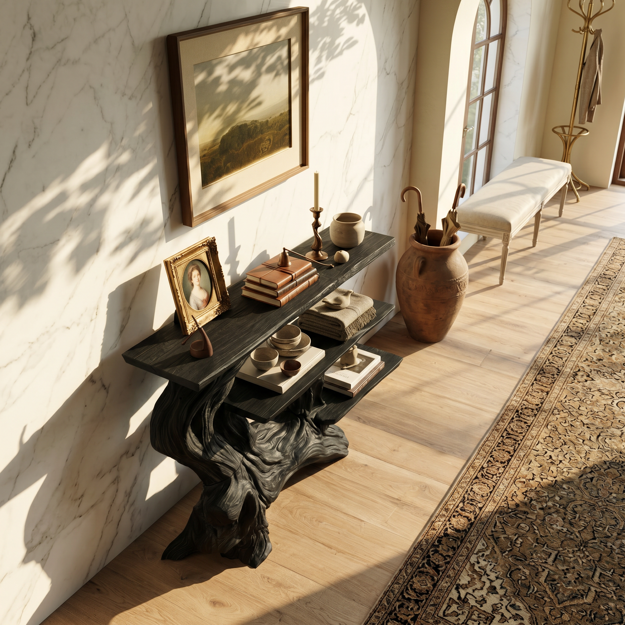 Coastal Charred Wood Console Shelf For Bedroom Styling SILDTTRCS059
