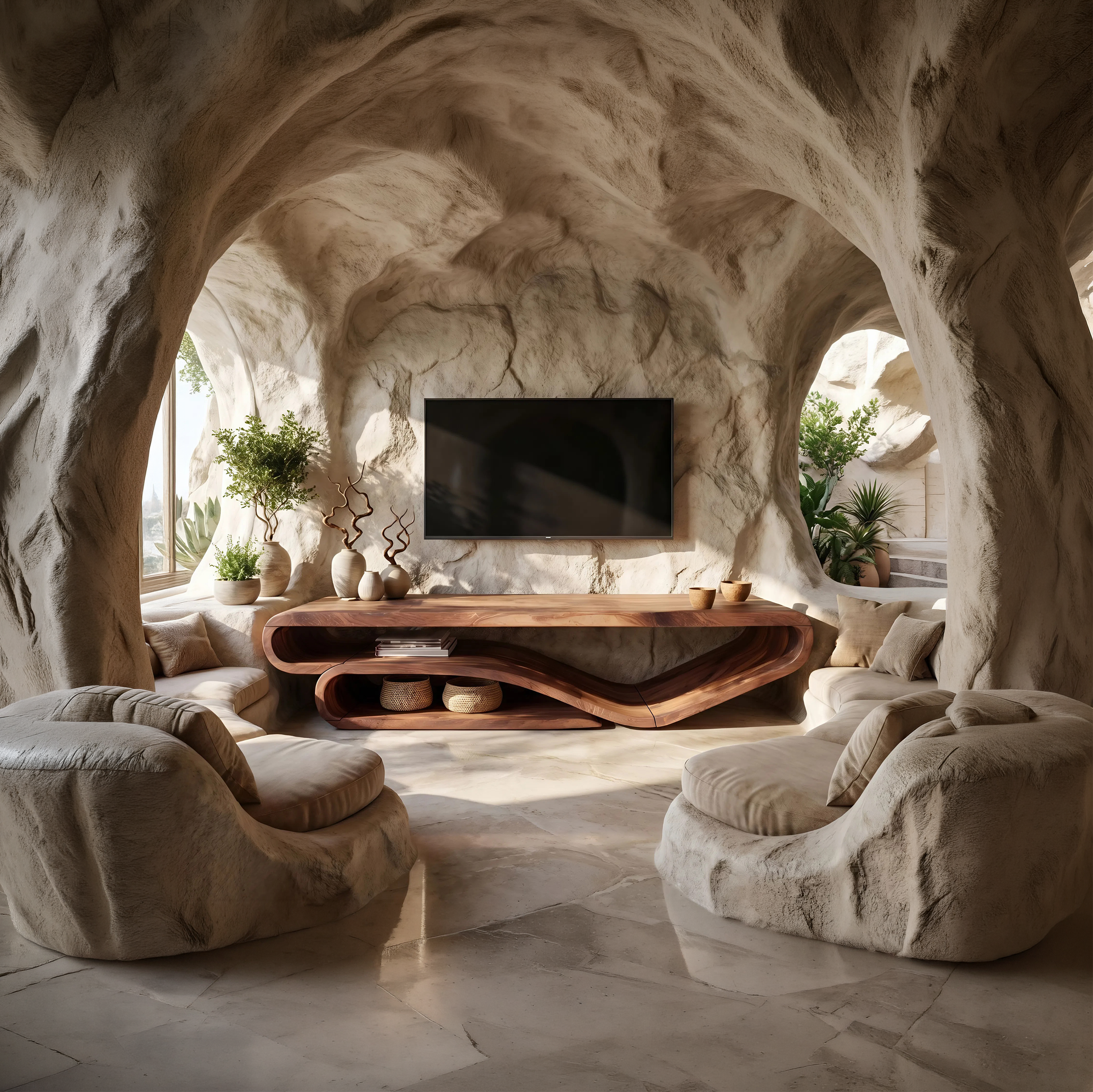 Scandinavian Sculpted TV Console For Living Space SILDTTNTVC120
