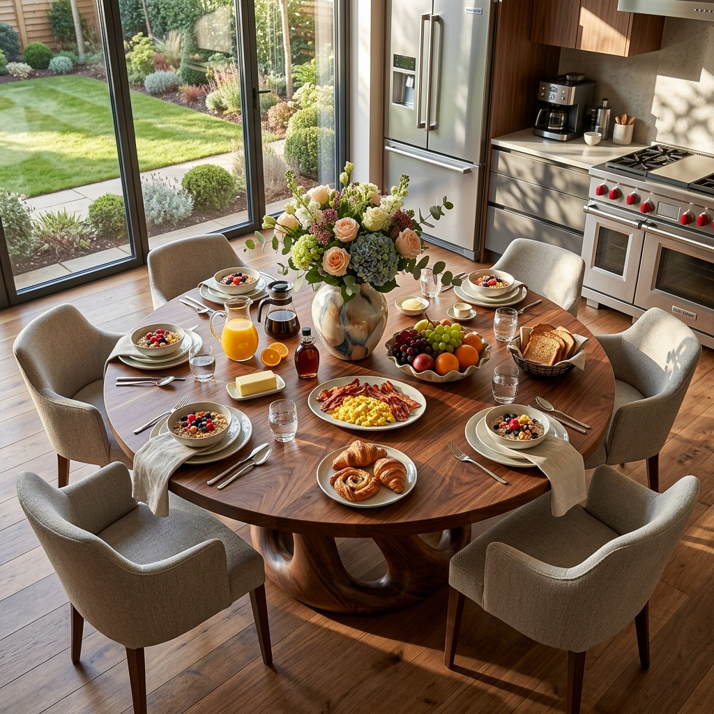 Modern Wooden Dining Table With Pedestal Base For Kitchen RTTHTTDN056