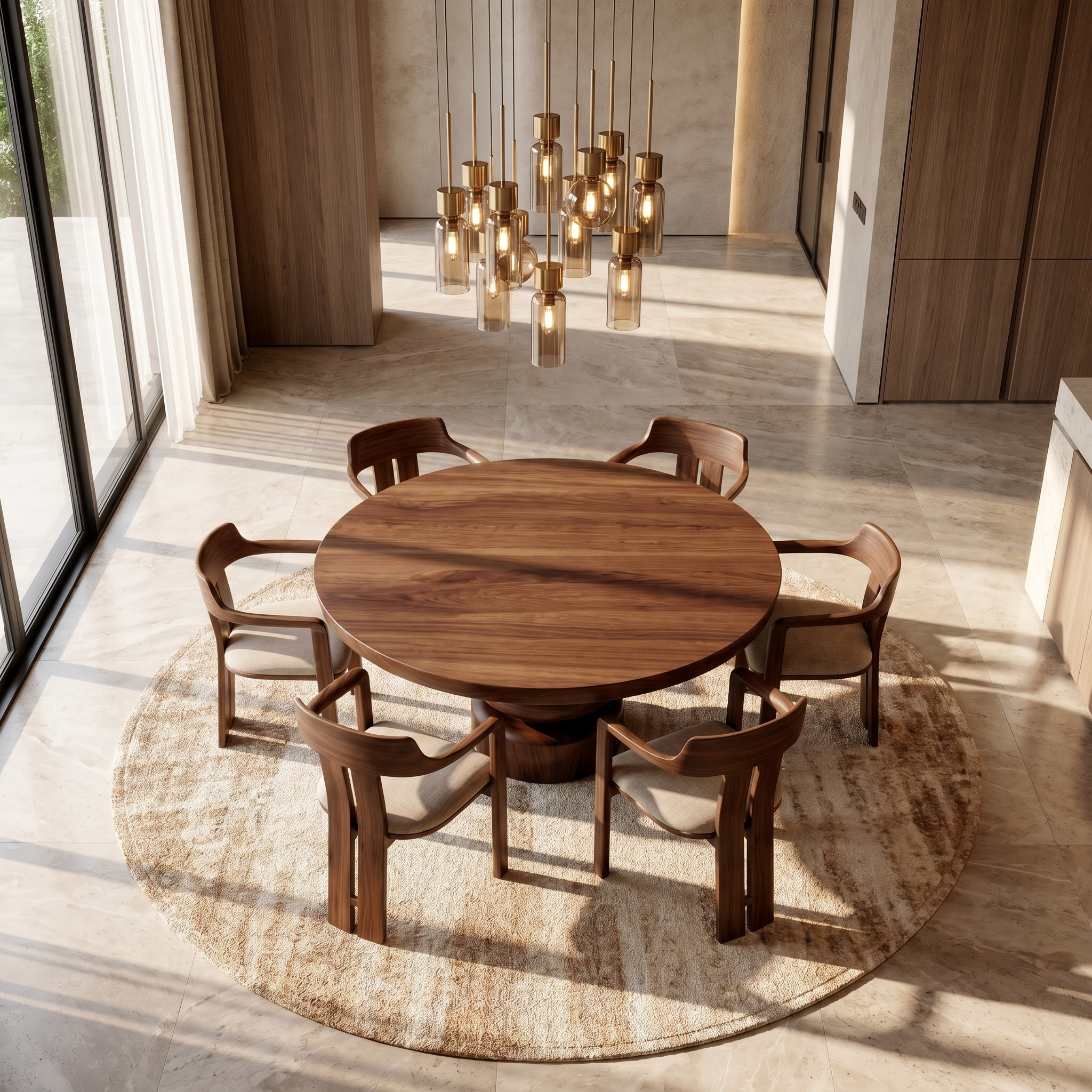 Rustic Sculptural Round Dining Table For Dining Room SINLSADT173