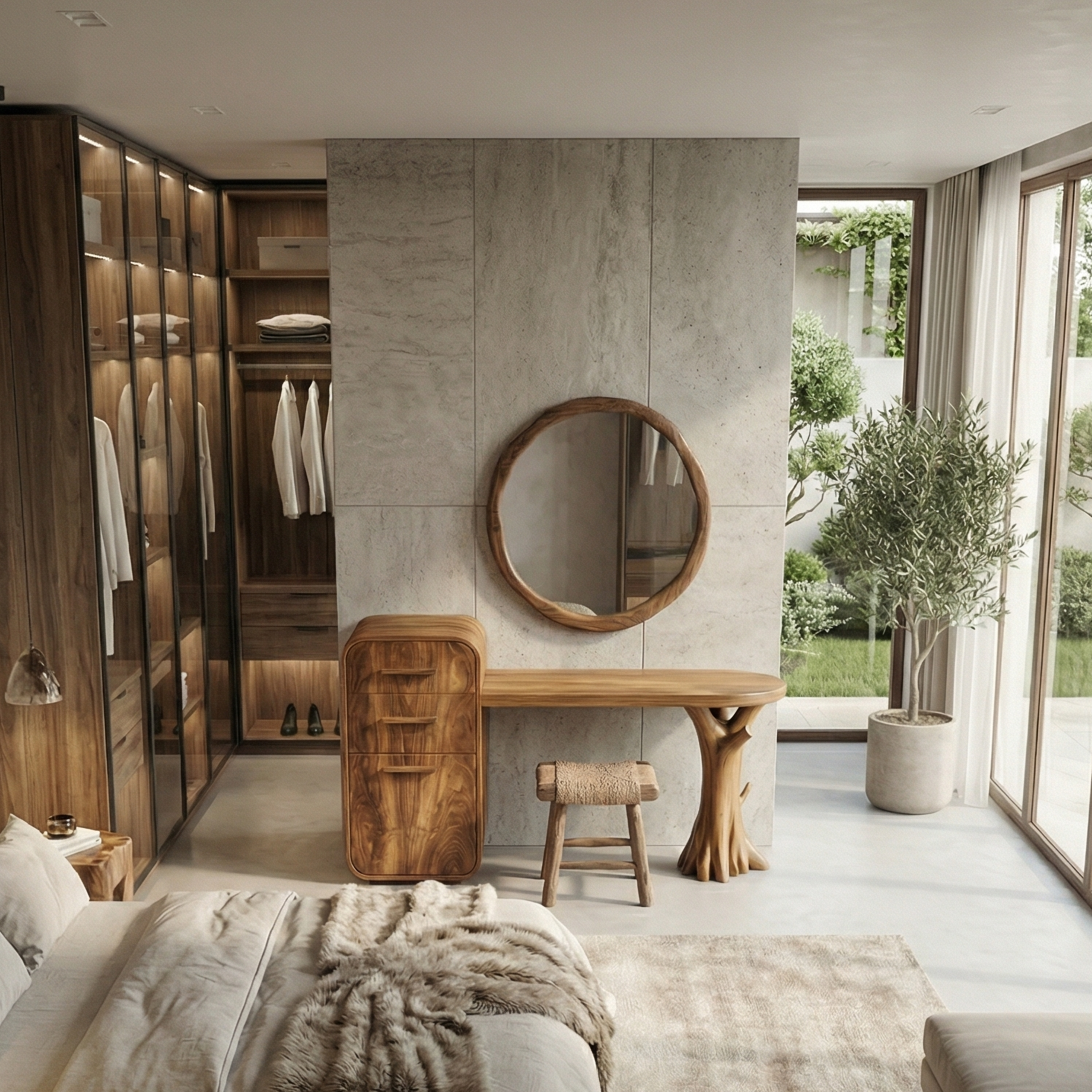 Sculptural Dressing Table With Storage Unique Tree Root Base Design For Bedroom SINLSABDT057