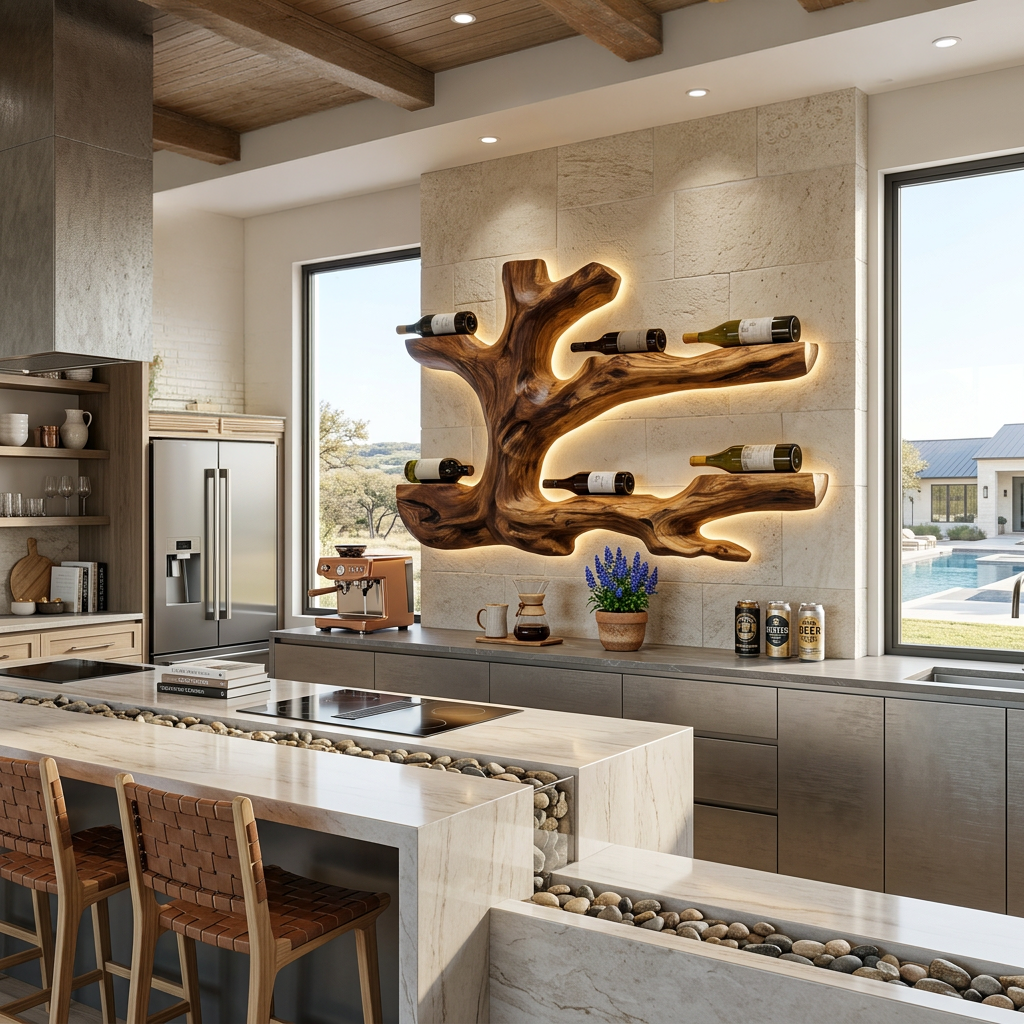 Rustic Live Edge Wine Rack Wall Hanging For Home Interiors RTTHTTWH008