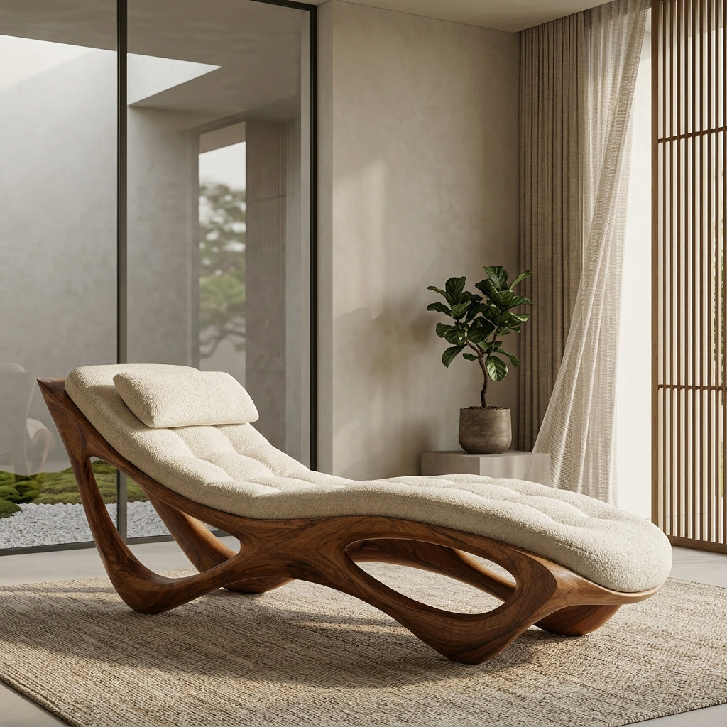 Artistic Natural Wood Lounge Chair For Relaxing Space RTTHHNSFA034