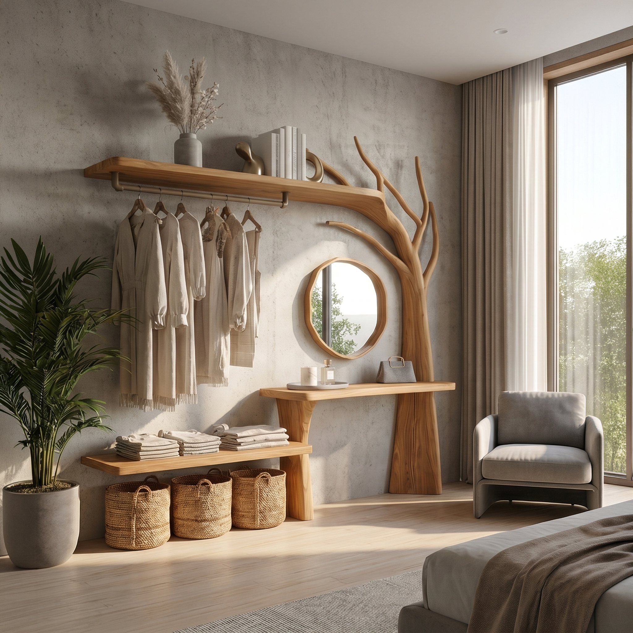 Organic Tree Coat Rack Wardrobe Vanity Bedroom And Dressing Room SINLSATCR115