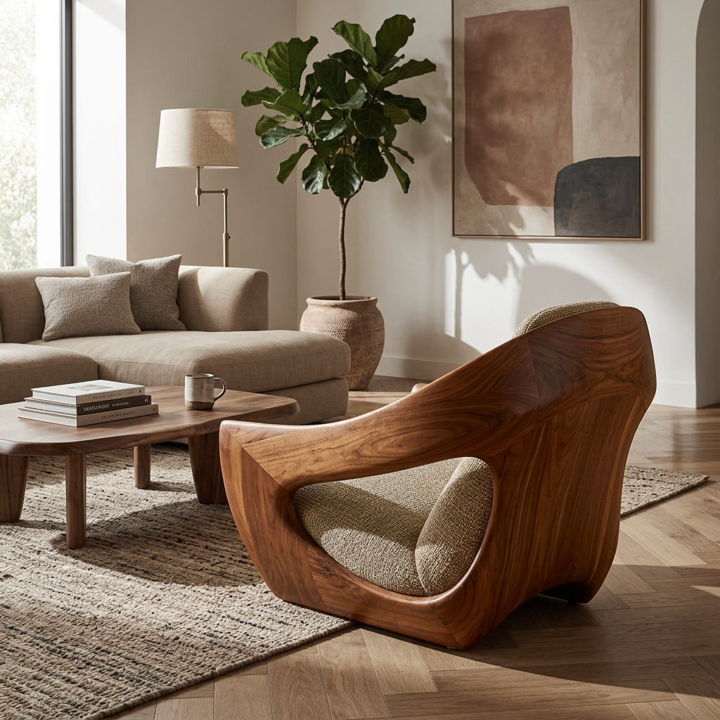 Artistic Natural Wood Chair For Contemporary Living Room RTTHHNCHR150