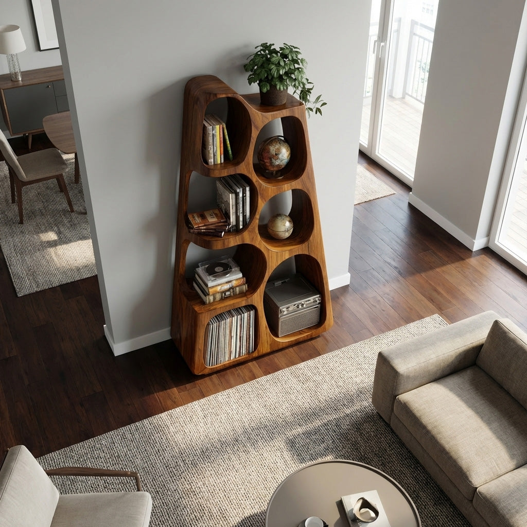 Organic Wooden Bookshelf For Japandi Furniture Decor RTTHHNBS151