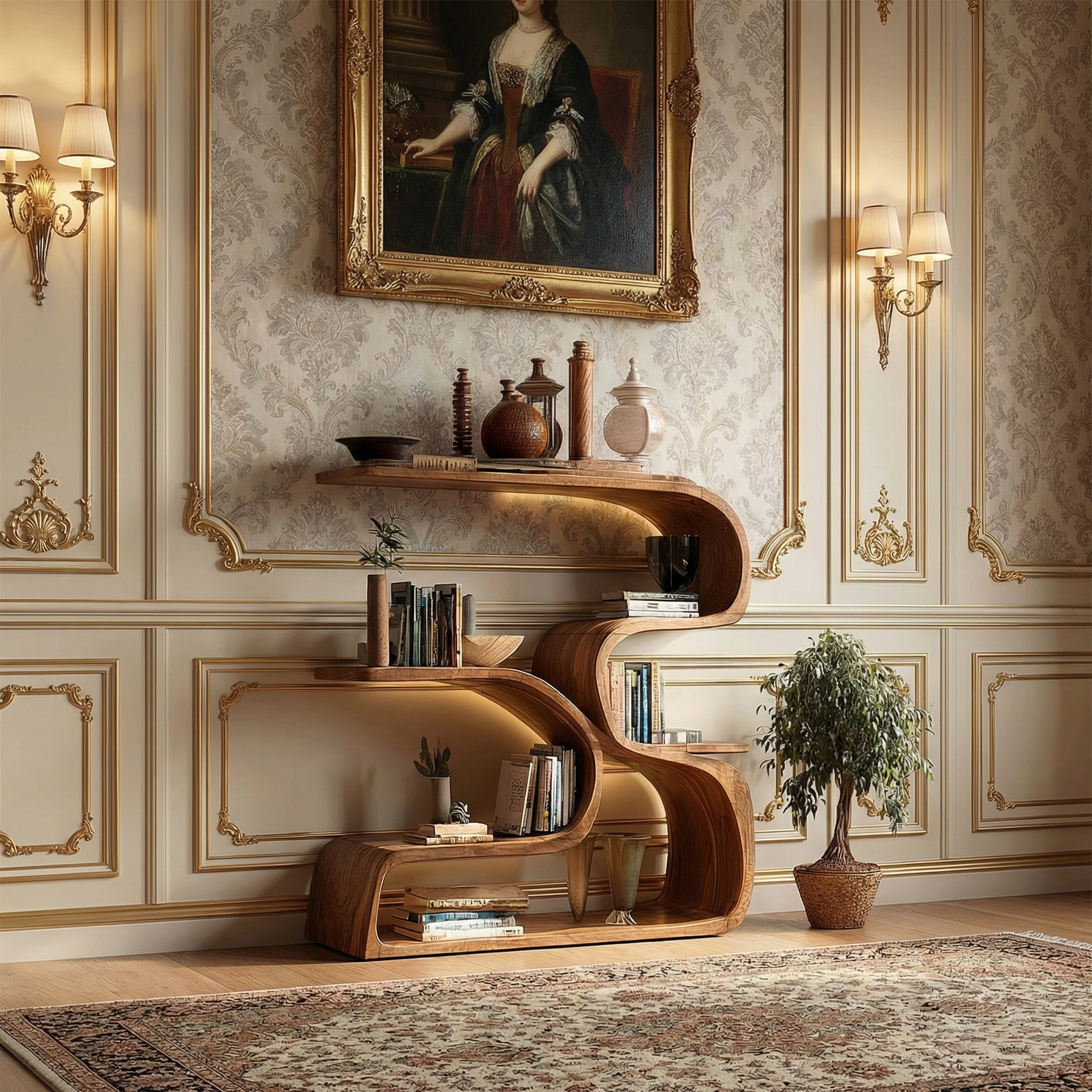 Rustic Artistic Bookshelf For Living Room And Interior Decor SINLSASC470
