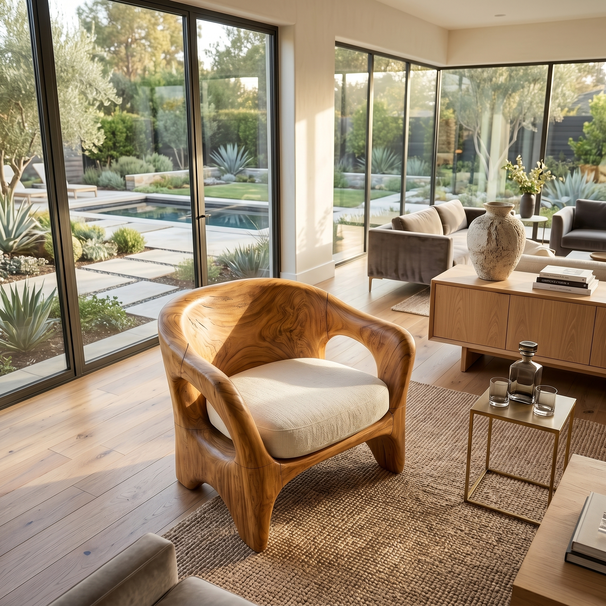 Modern Organic Wooden Chair Designer Reception Area SILDTTRCHR014