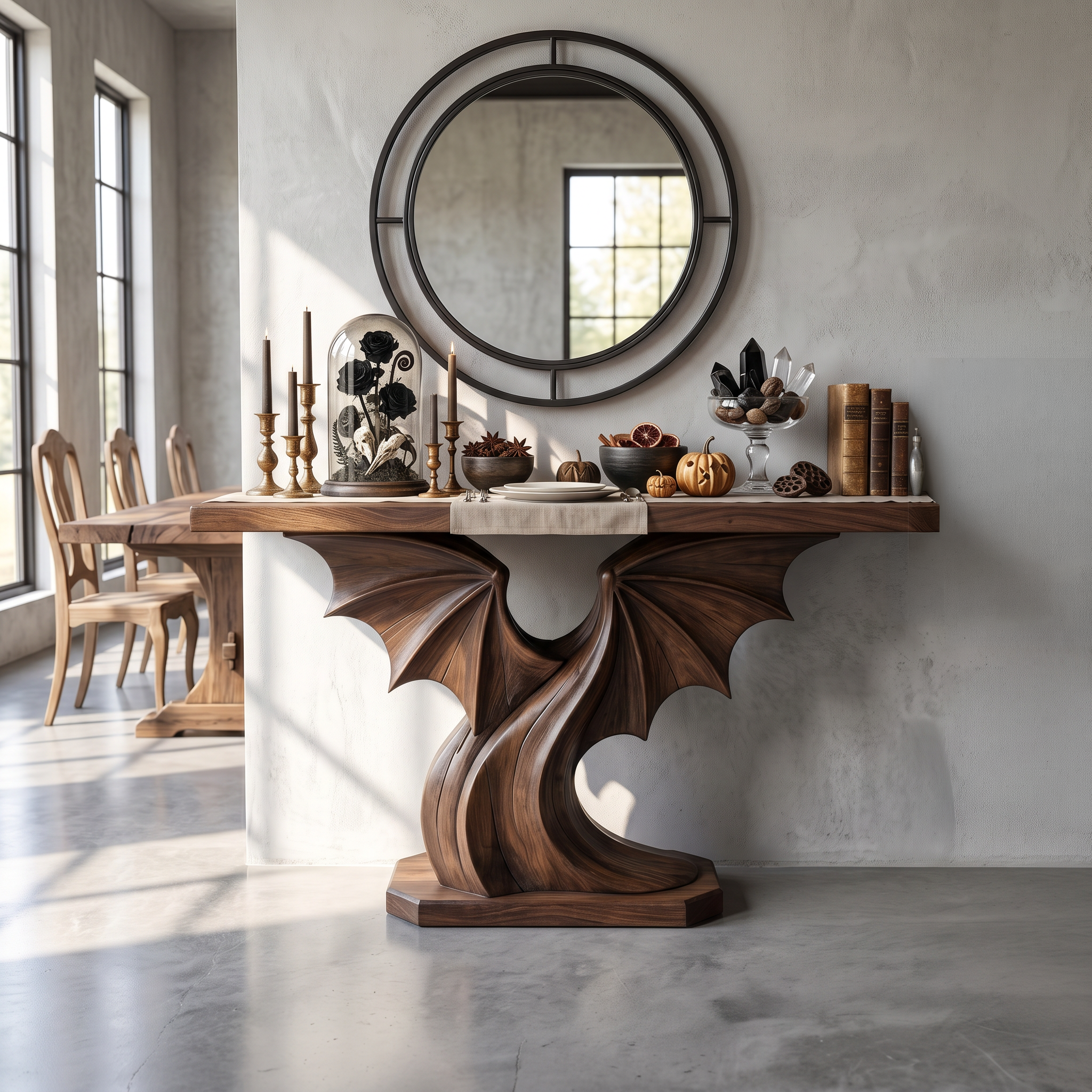 Modern Console Table Handcrafted Organic Sculptural Design For Entryway Hallway SINLSACS678