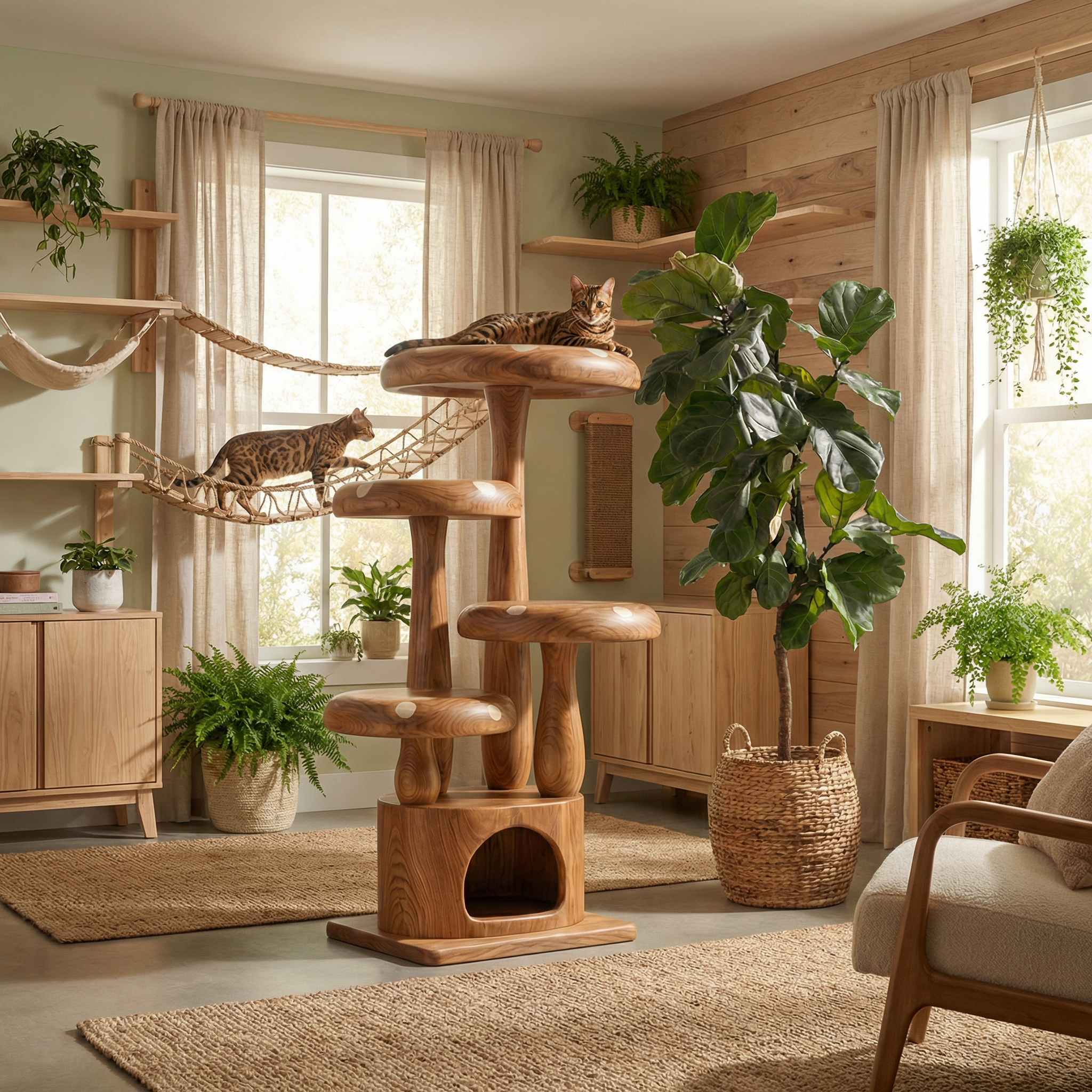 Modern Mushroom Cat Tree For Living Room And Pet Space SINLSATT121