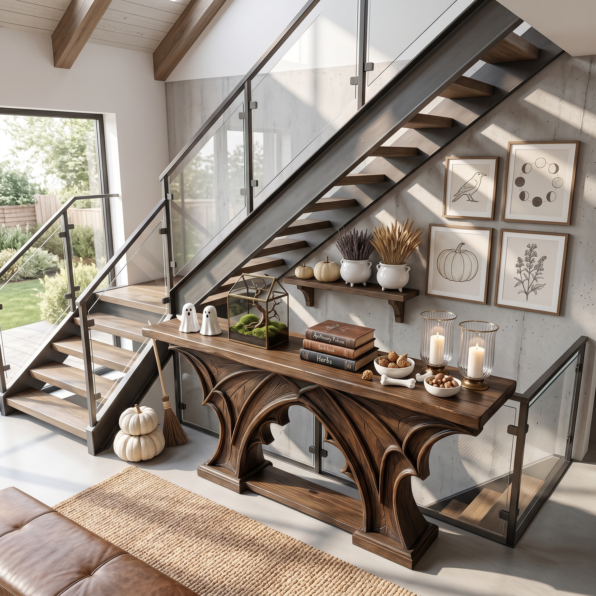 Rustic Console Table Handcrafted Live Edge Design For Hallway SINLSACS680
