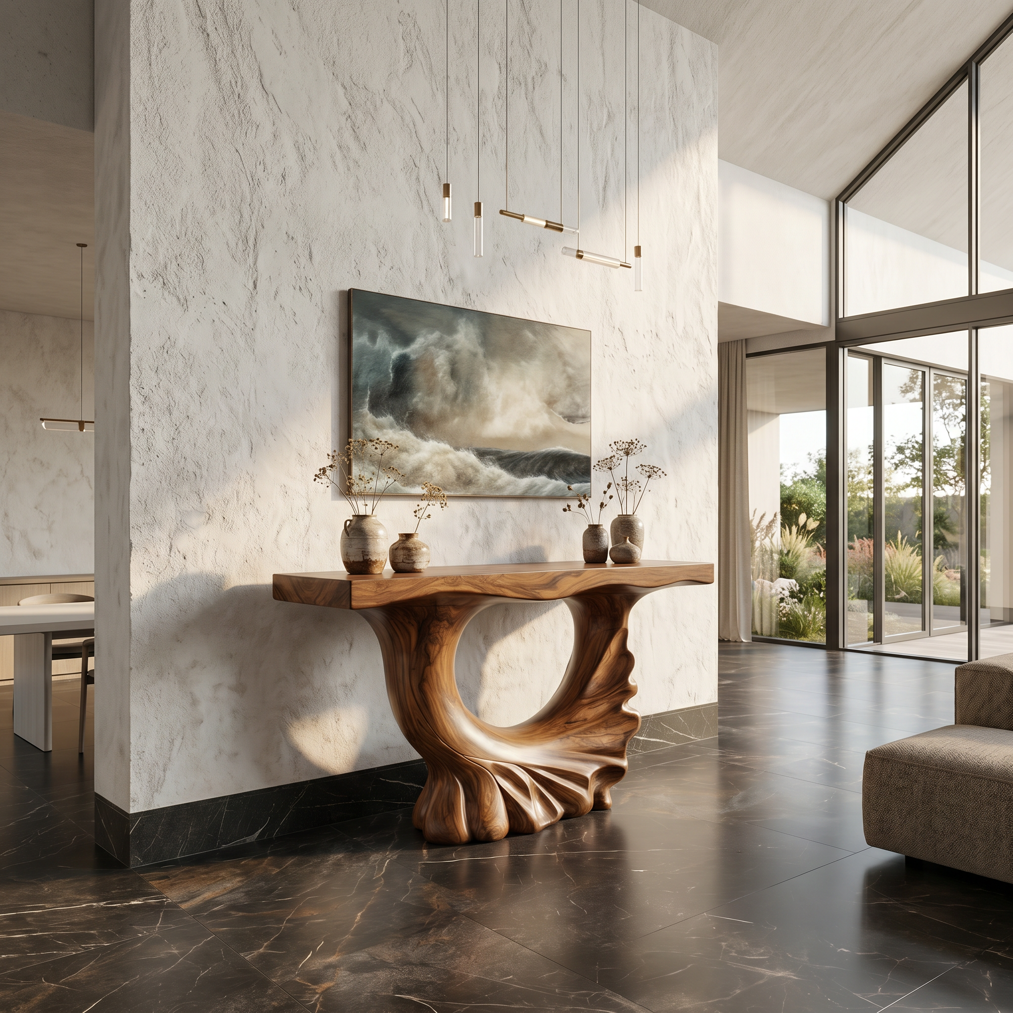 Modern Console Table With Ring Form Pedestal Base For Living Room SINLSACS630