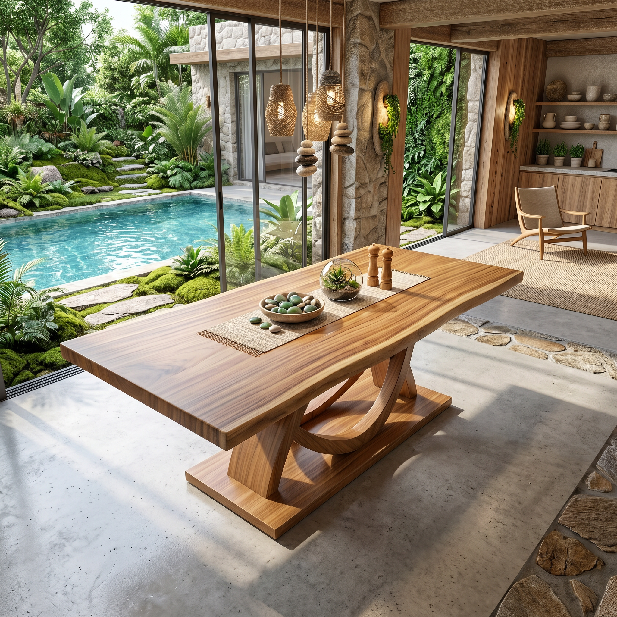 Curved Pedestal Table For Resort Dining Room SILDTTRDN069