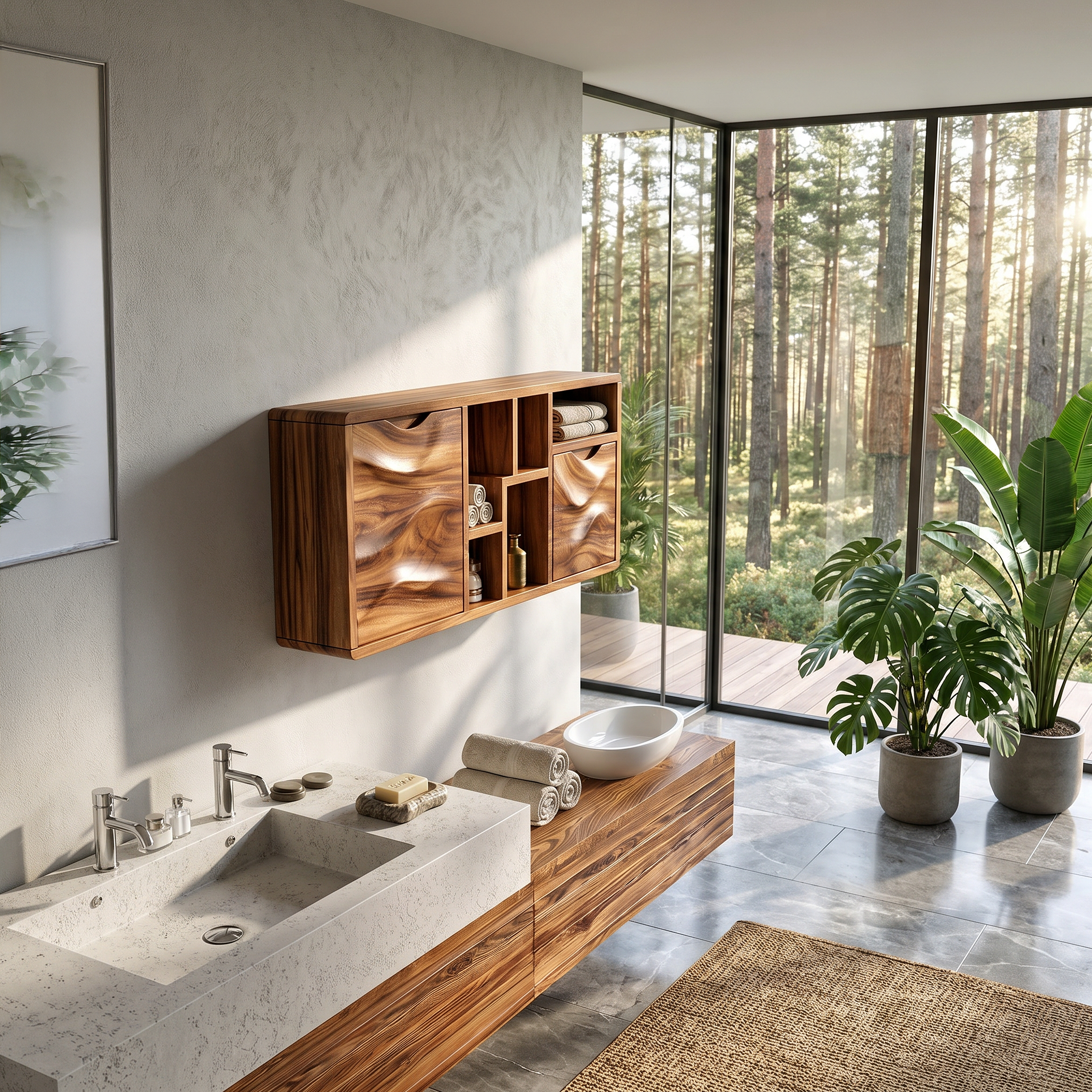 Organic Wave Panel Bathroom Cabinet Spa Lounge SILDTTRBRC013