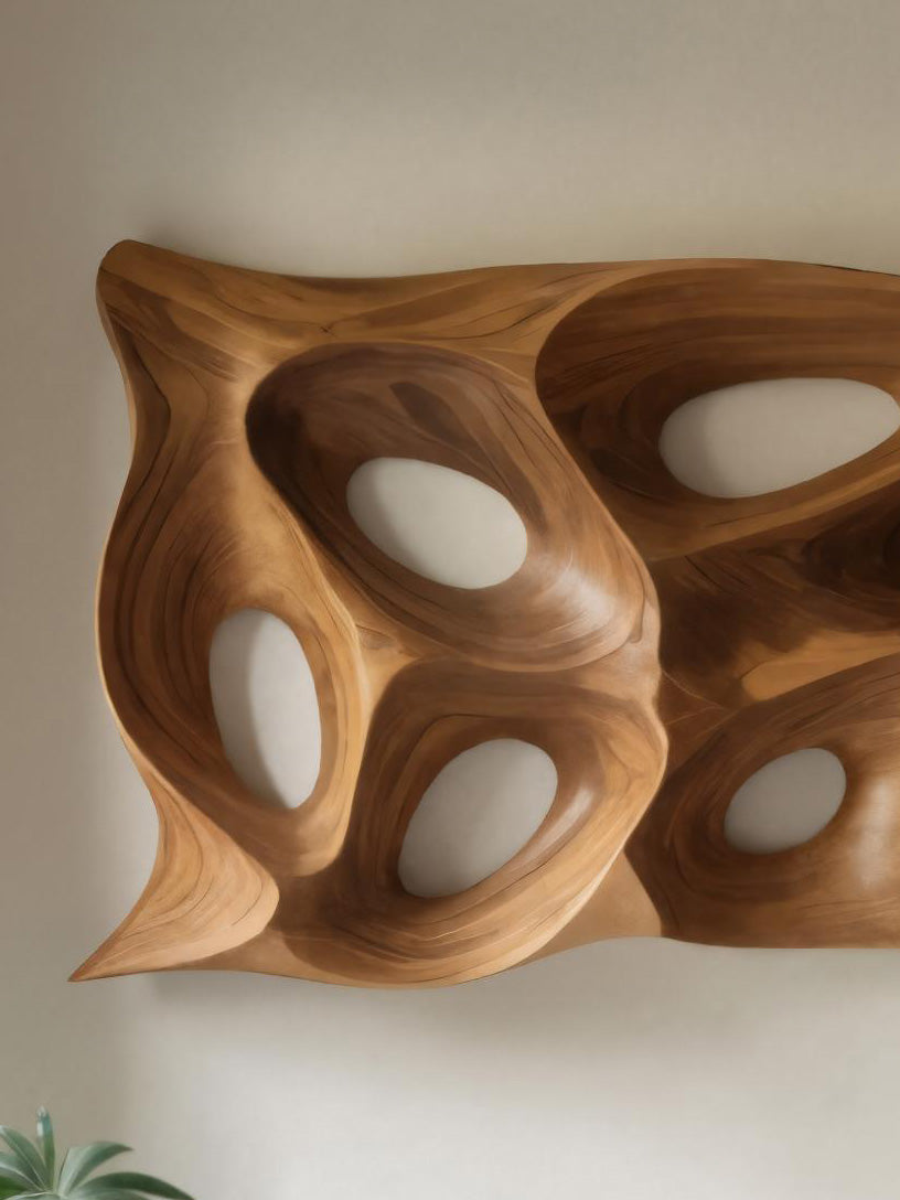 Modern Sculptural Wall Art With Abstract Carved Panel For Lounge SITHHNWA022
