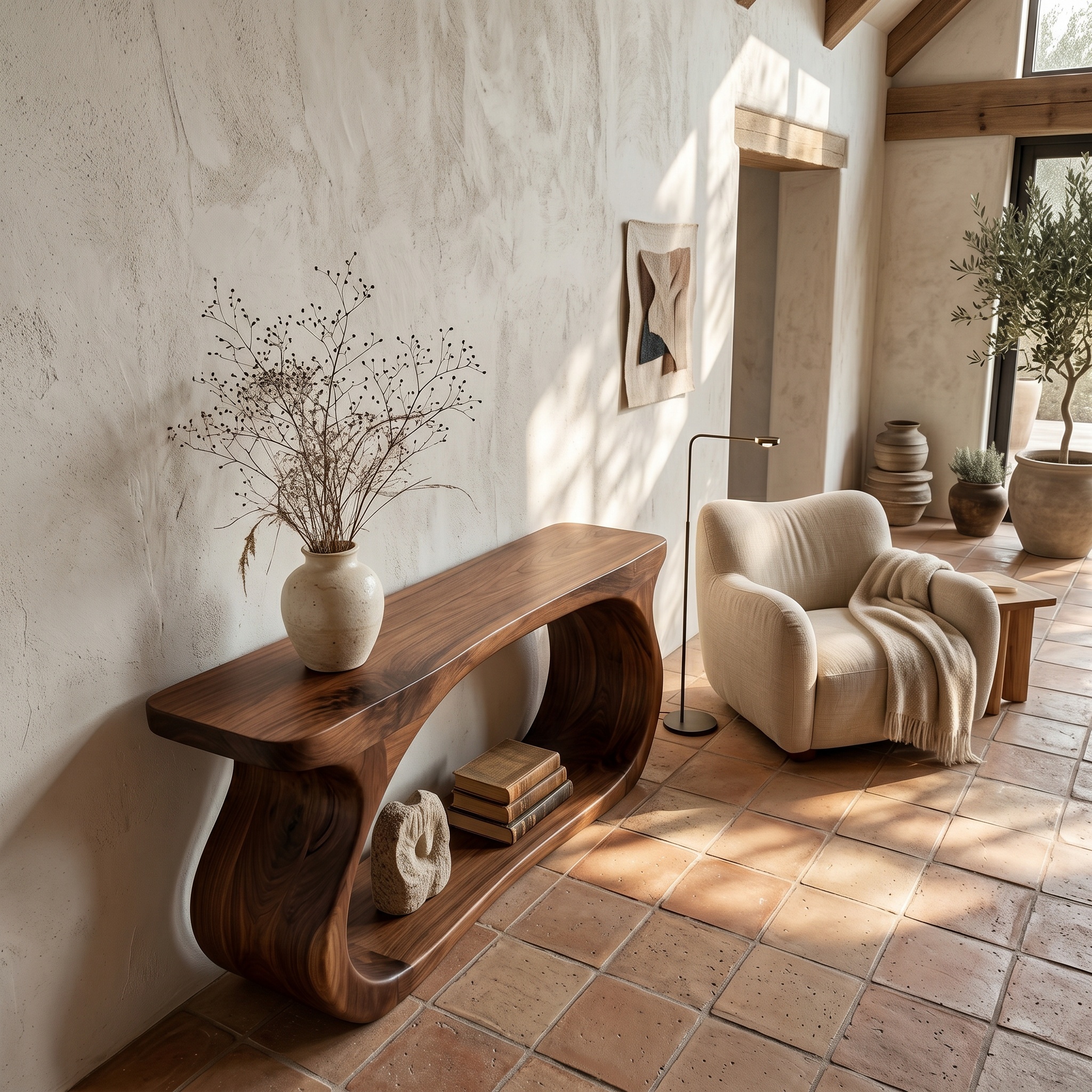 Modern Console Table With Sculptural Circular Form For Entryway SINLSACS636