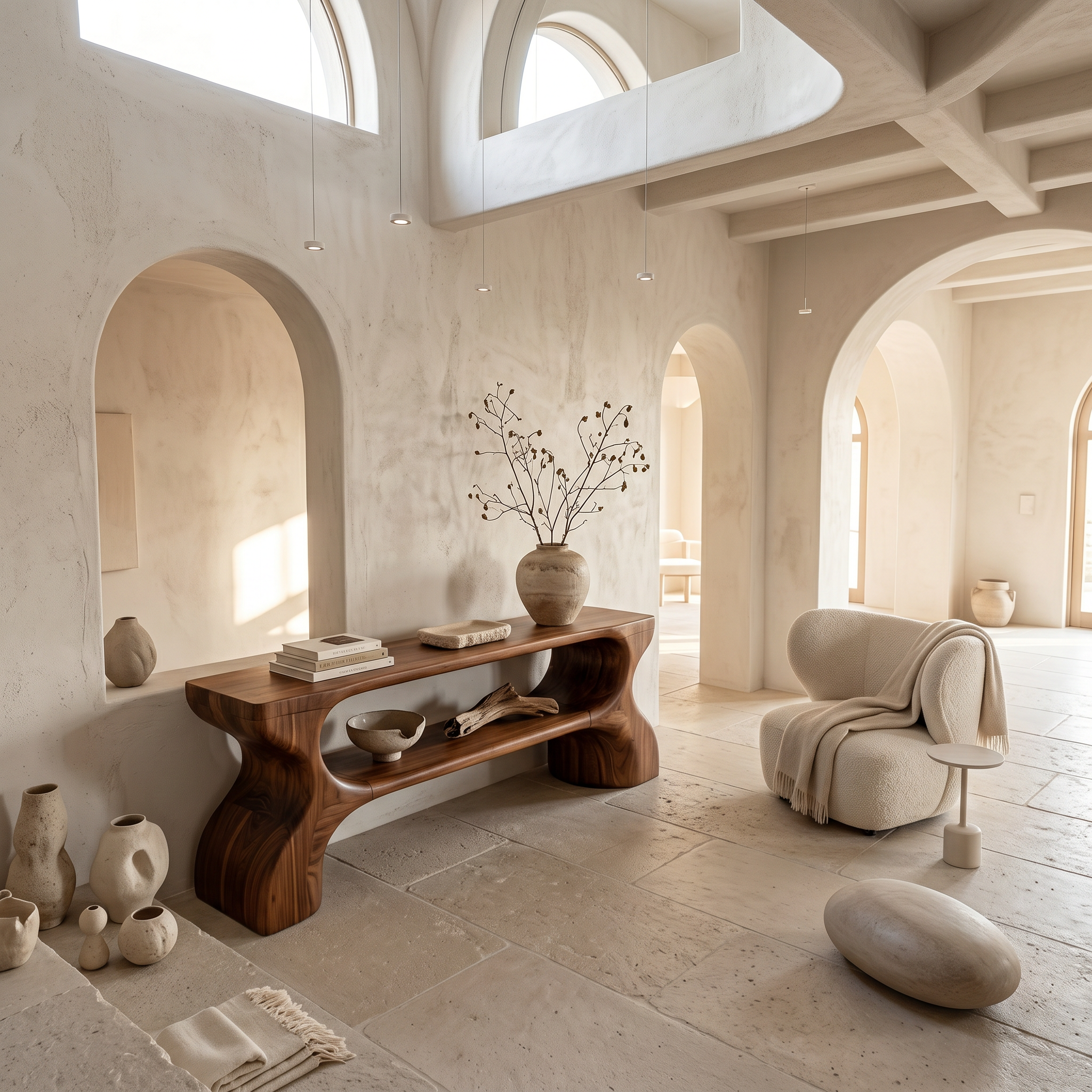 Contemporary Console Table With Architectural Curved Design For Entryway SINLSACS637