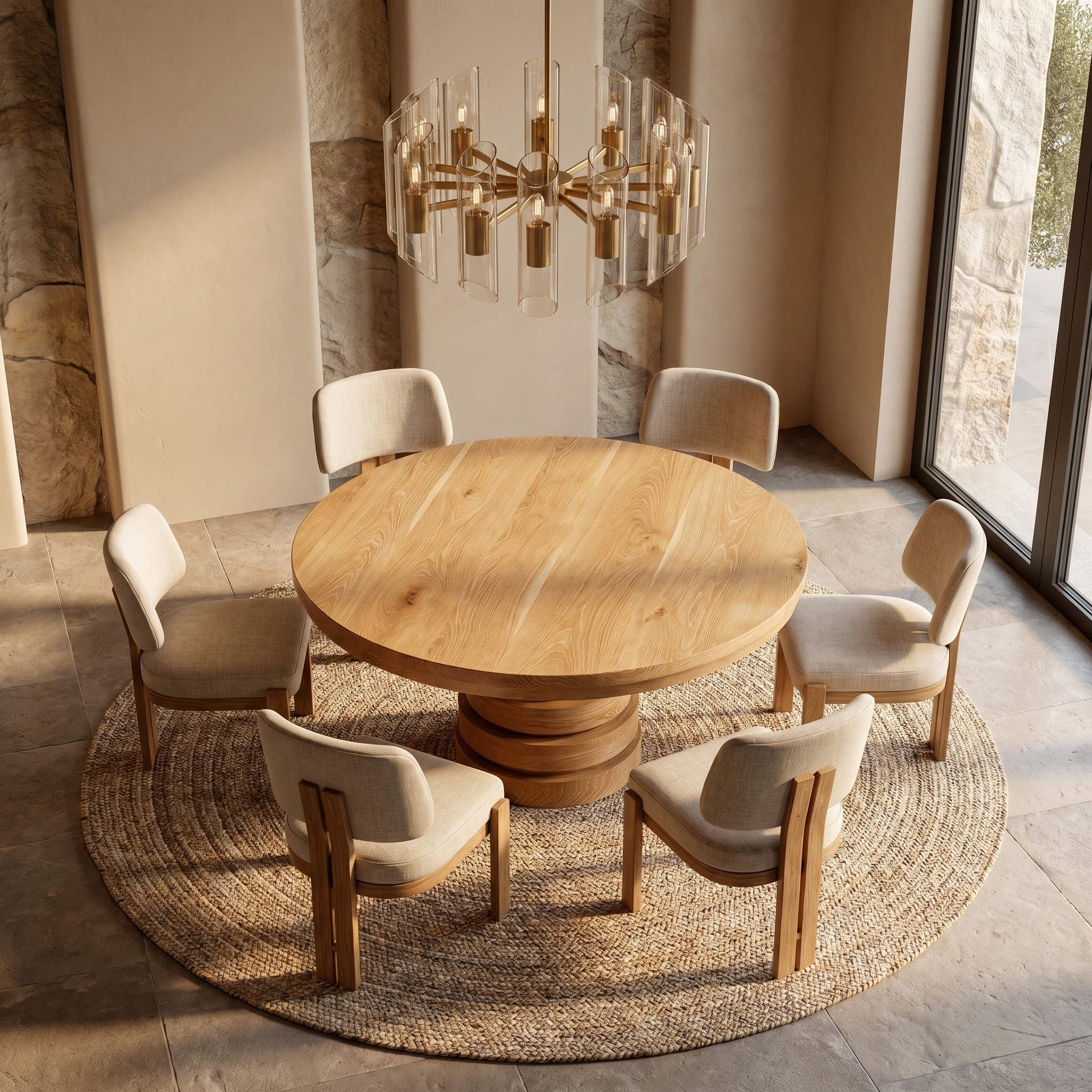 Rustic Farmhouse Round Dining Table For Dining Room SINLSADT175