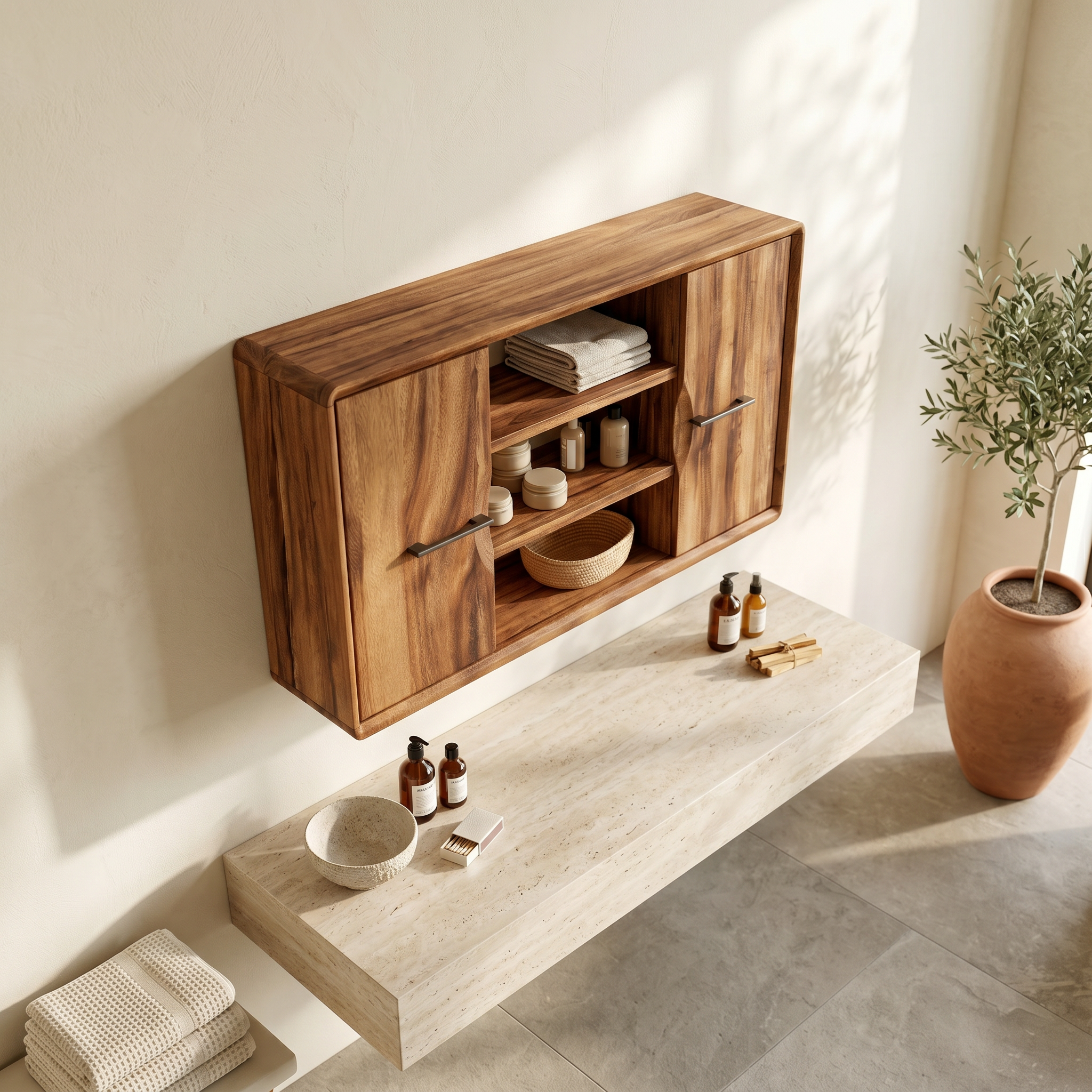 Japandi Open Shelf Bathroom Cabinet Ensuite Bathroom SILDTTRBRC003