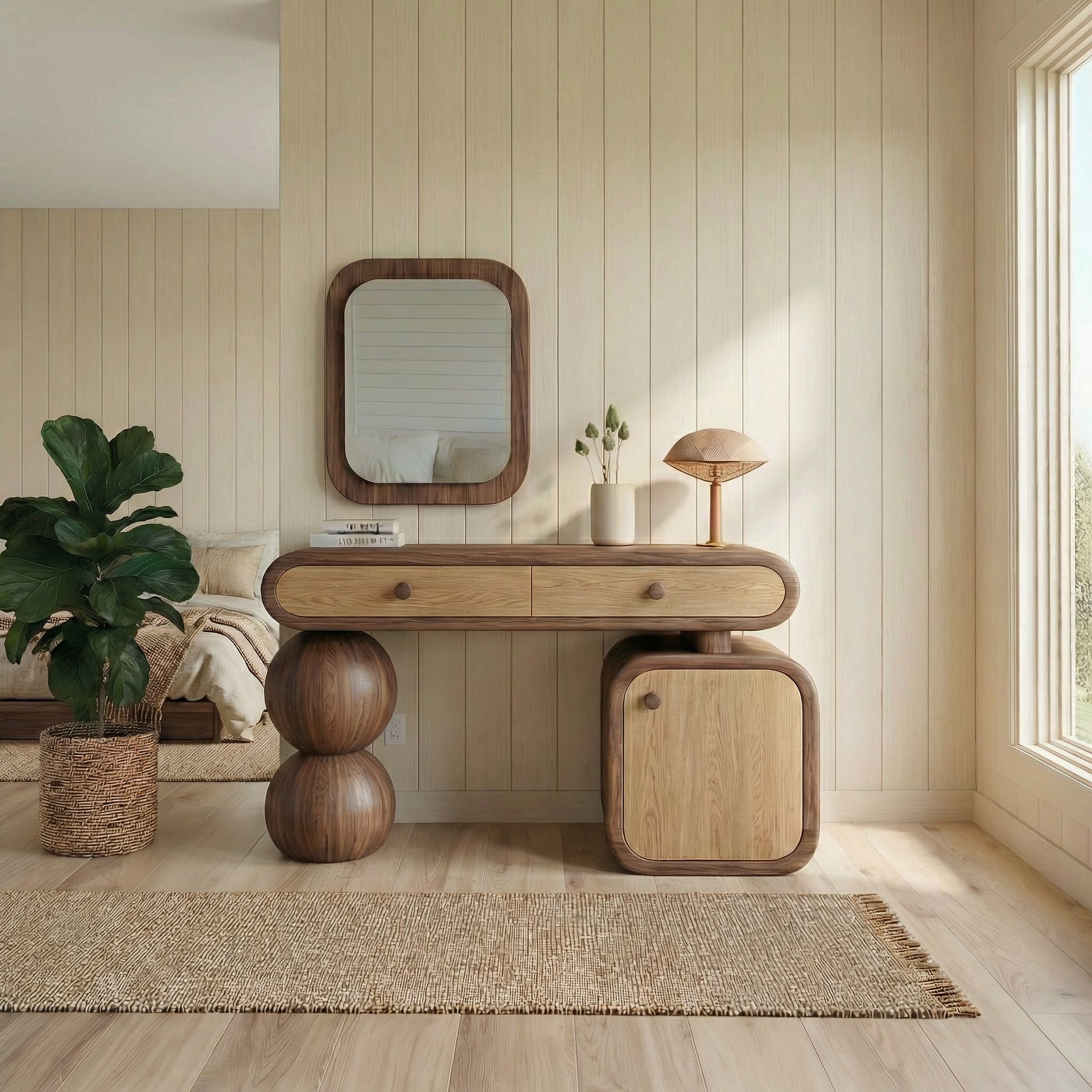 Organic Modern Wooden Dressing Table Bedroom Or Vanity Area SINLSABDT047